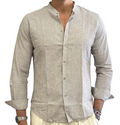 100% linen band-collar shirt