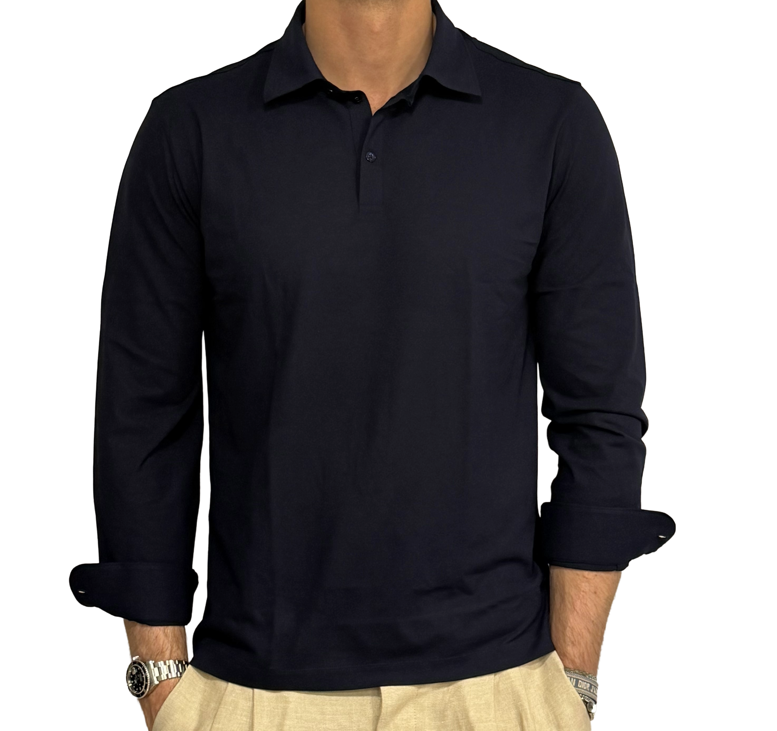 Fresh cotton polo shirt in lisle with three buttons