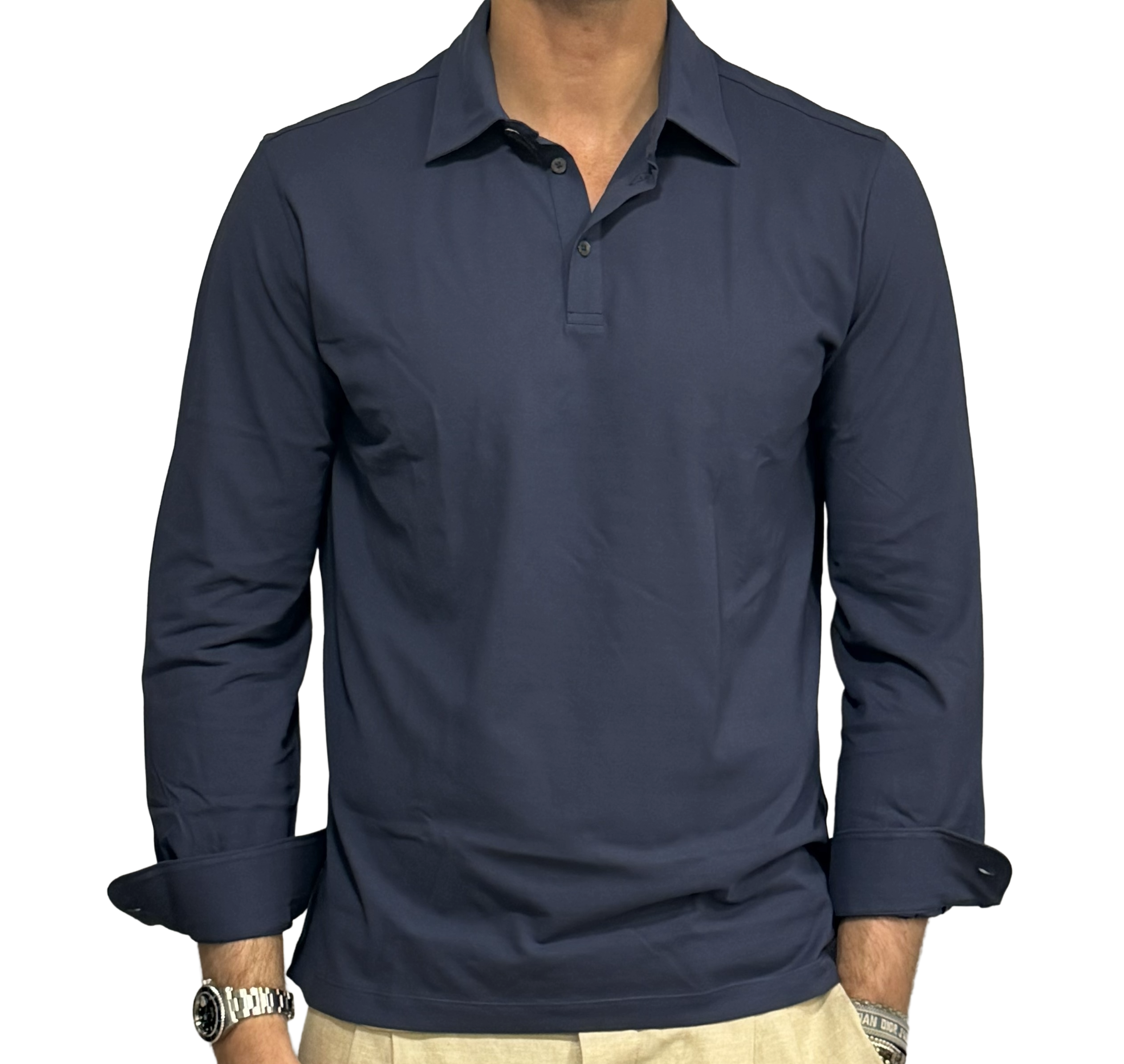 Fresh cotton polo shirt in lisle with three buttons