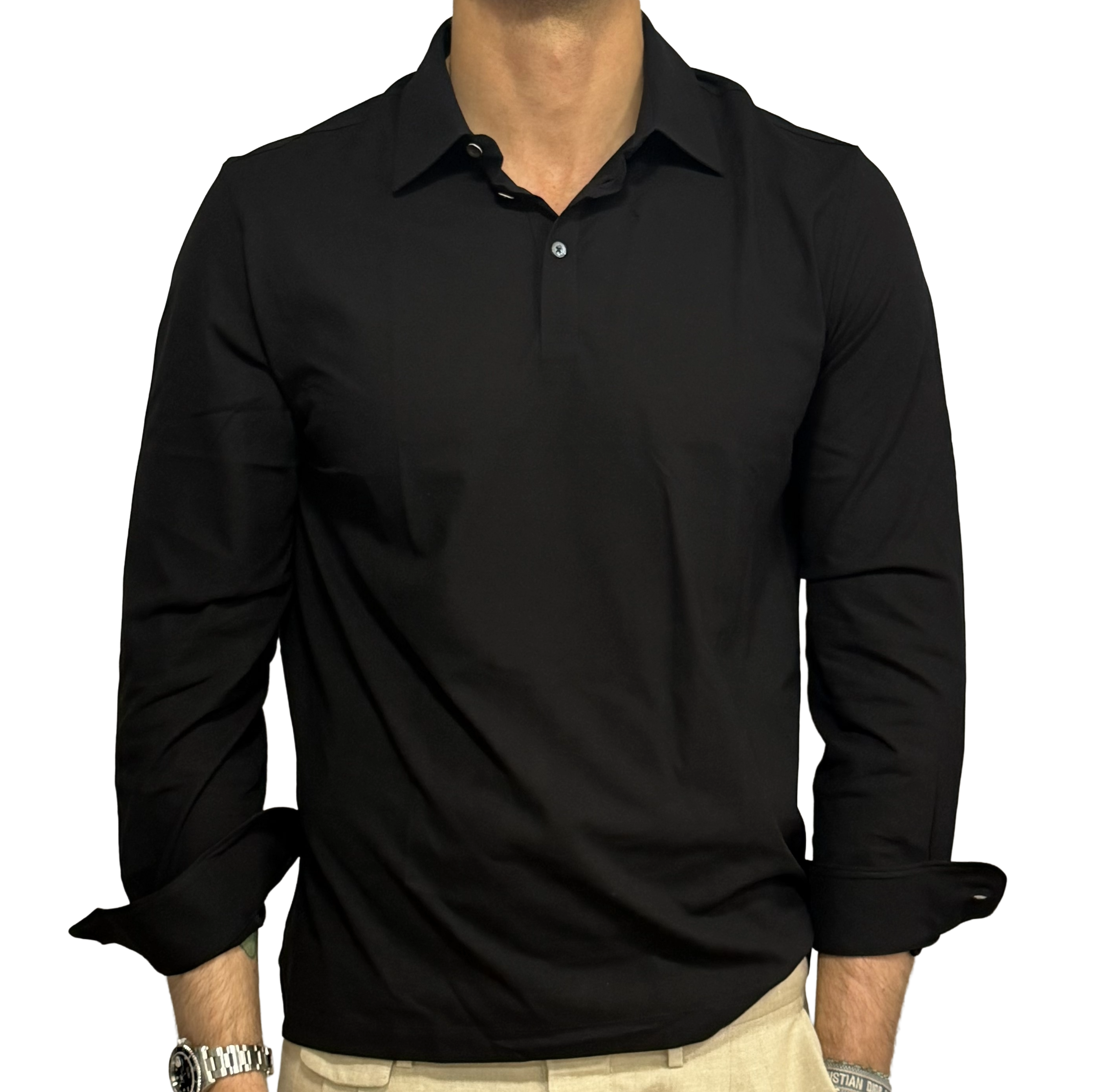 Fresh cotton polo shirt in lisle with three buttons