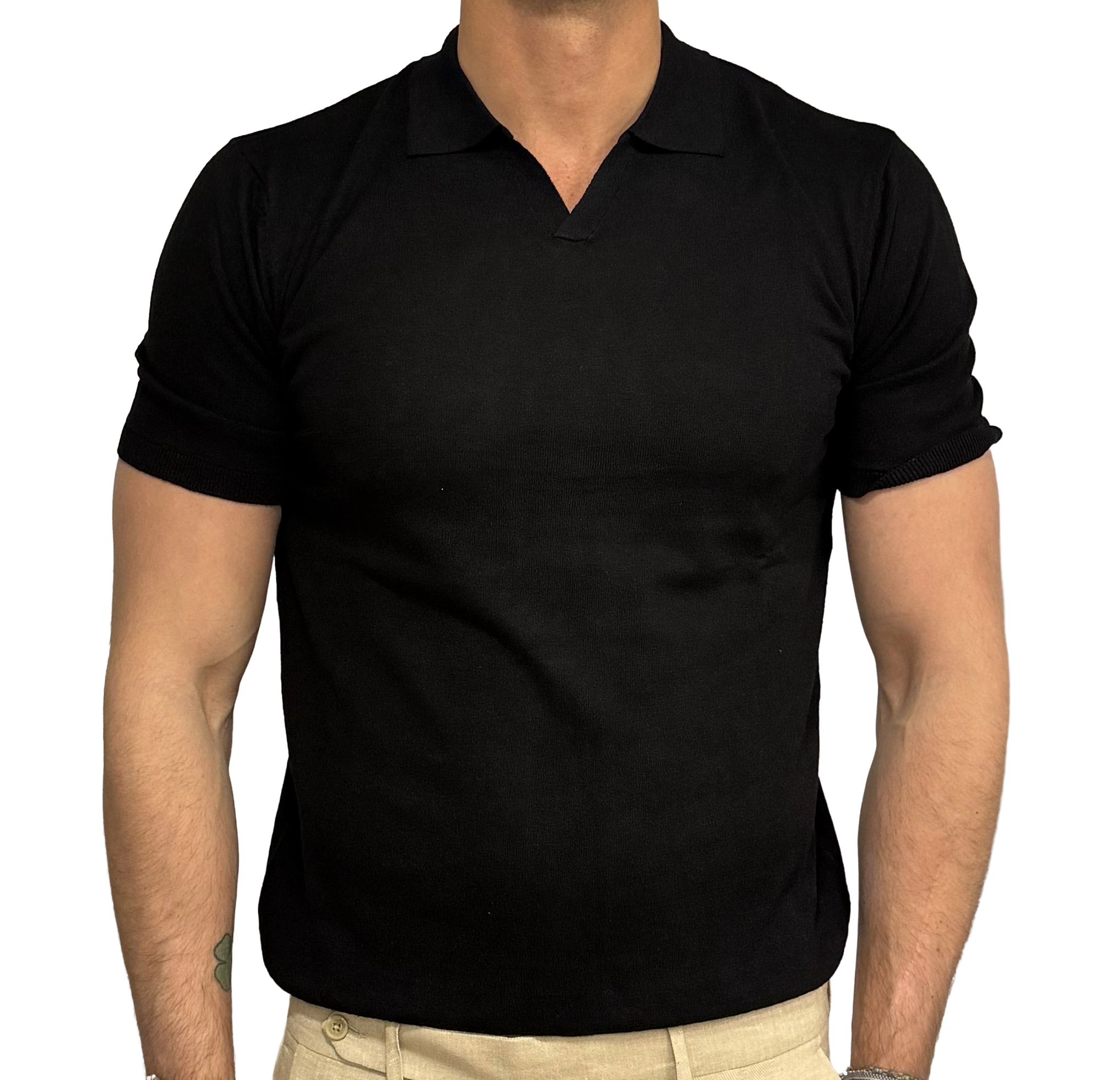 Pure cotton knitted polo shirt with Derby collar