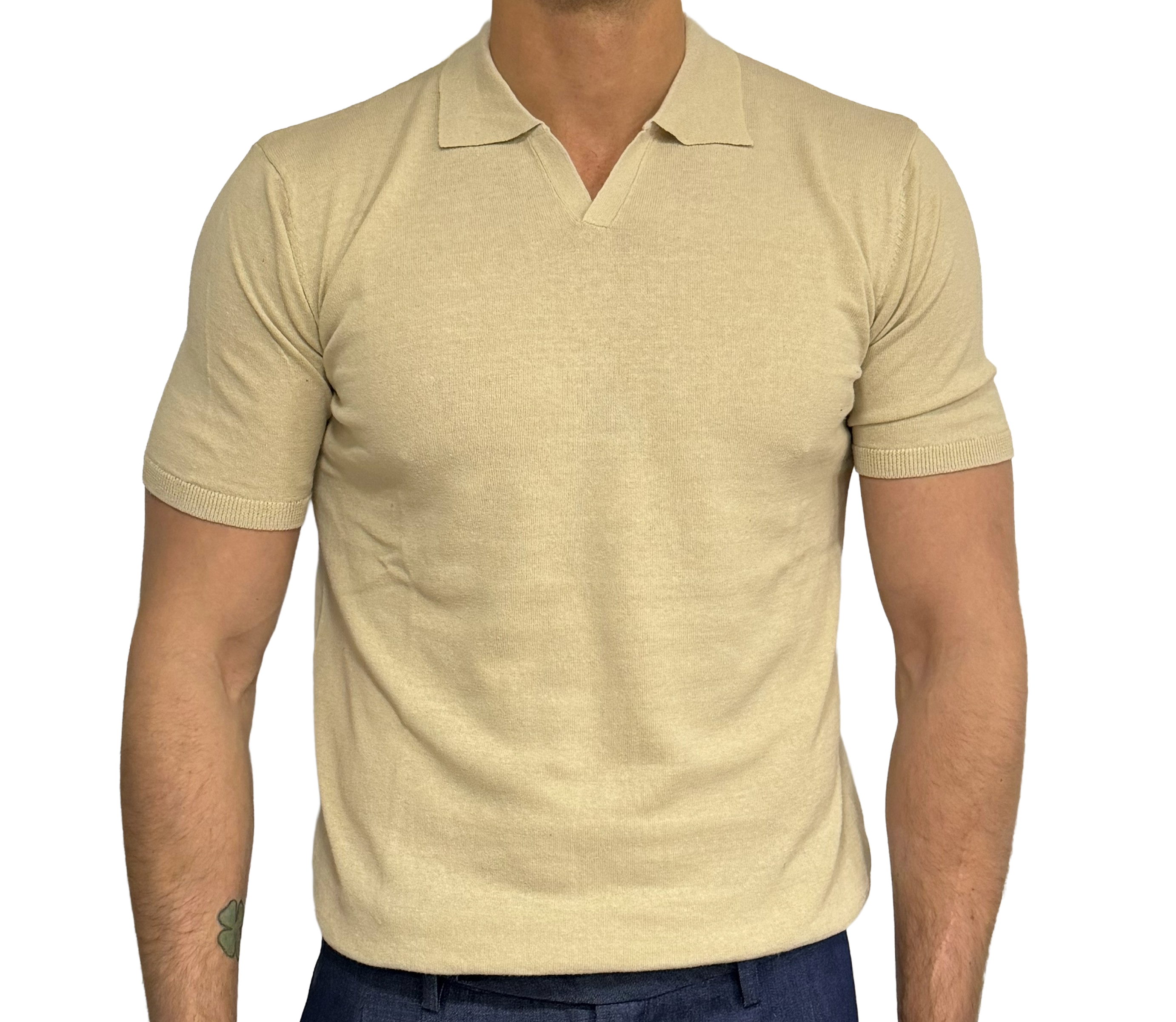 Pure cotton knitted polo shirt with Derby collar