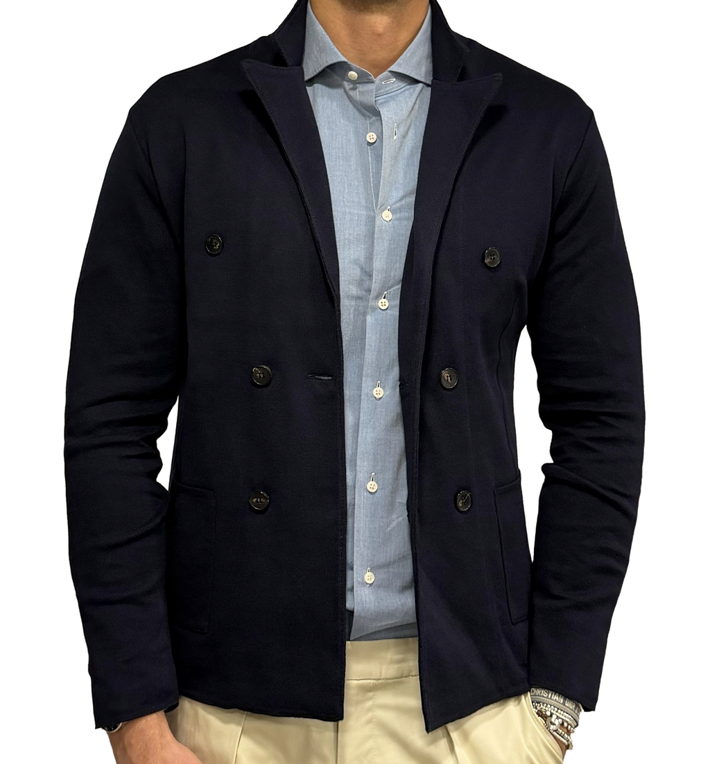 Double-breasted pure cotton knit jacket