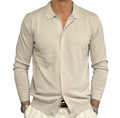 Linen and cotton knit polo shirt