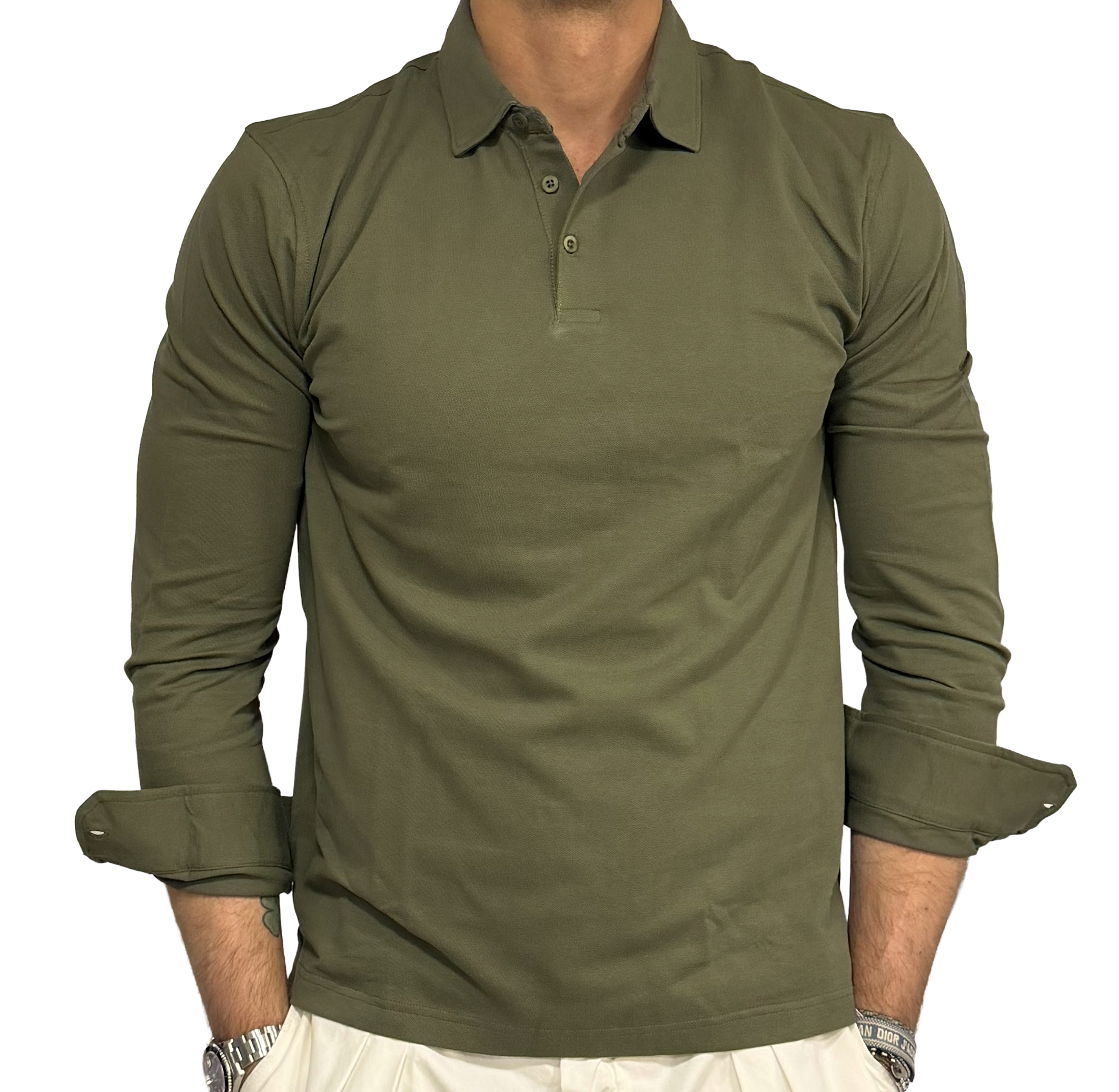 Piqué polo shirt with three buttons