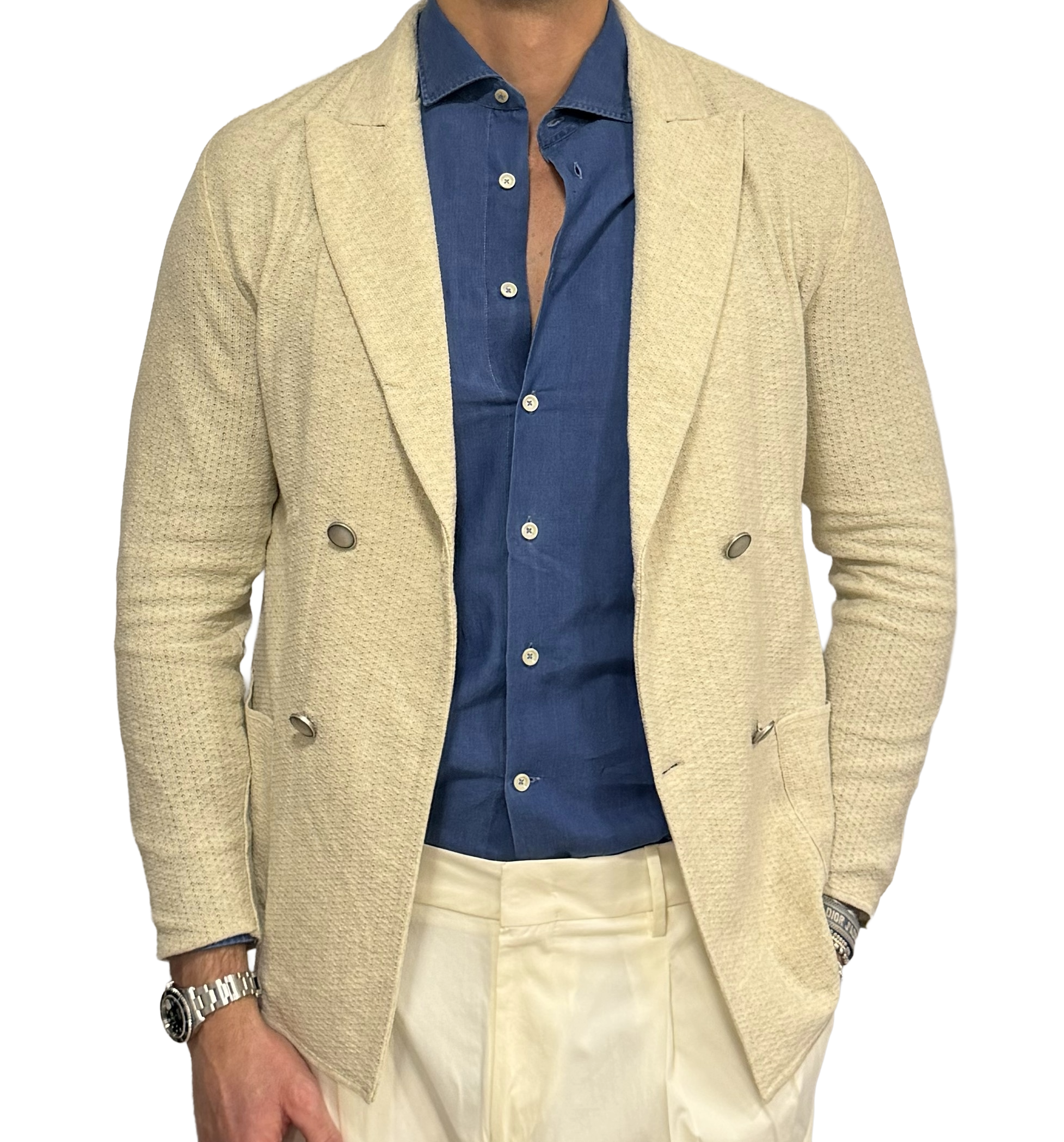 Paul Miranda double-breasted knit jacket