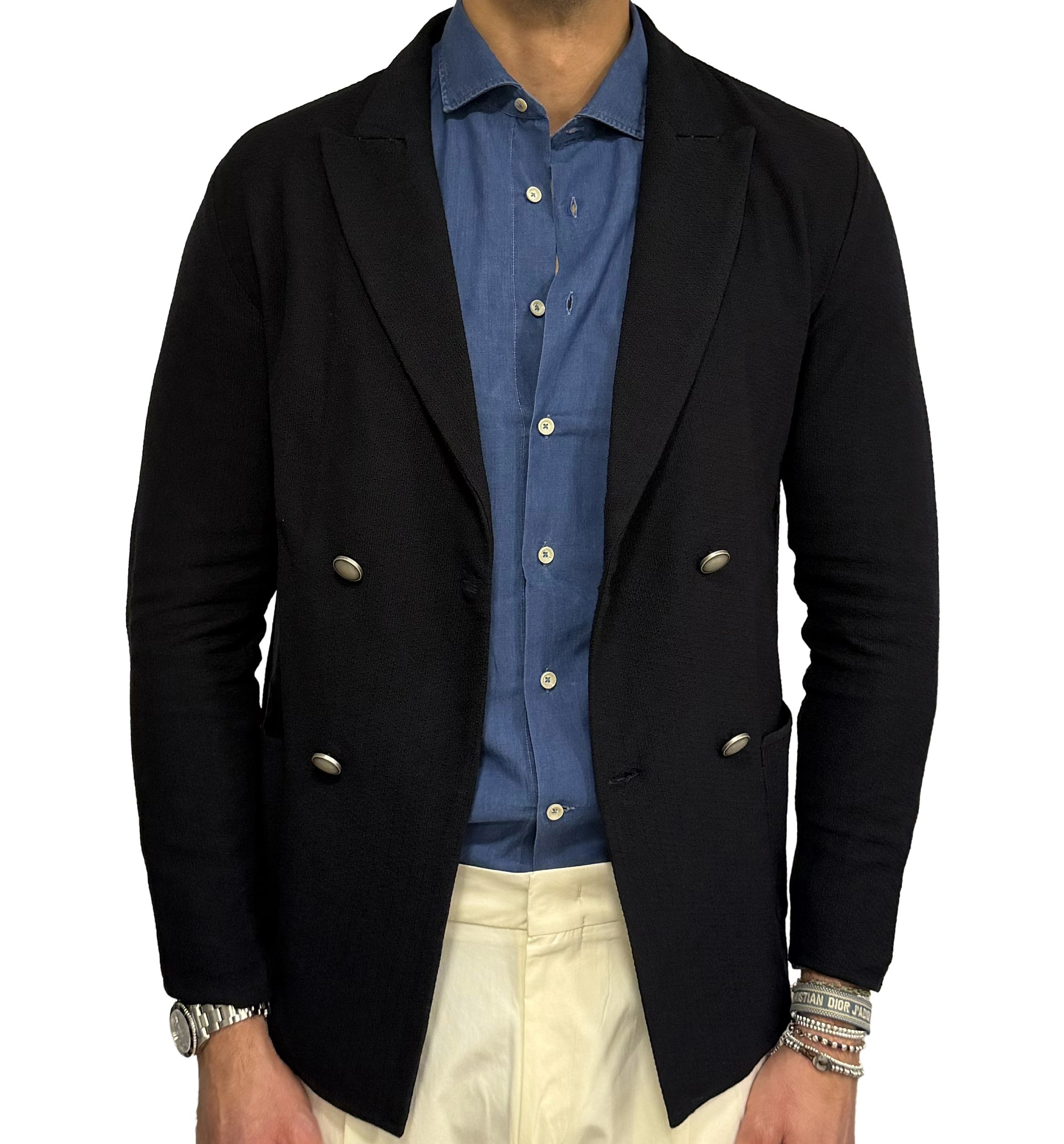 Paul Miranda double-breasted knit jacket
