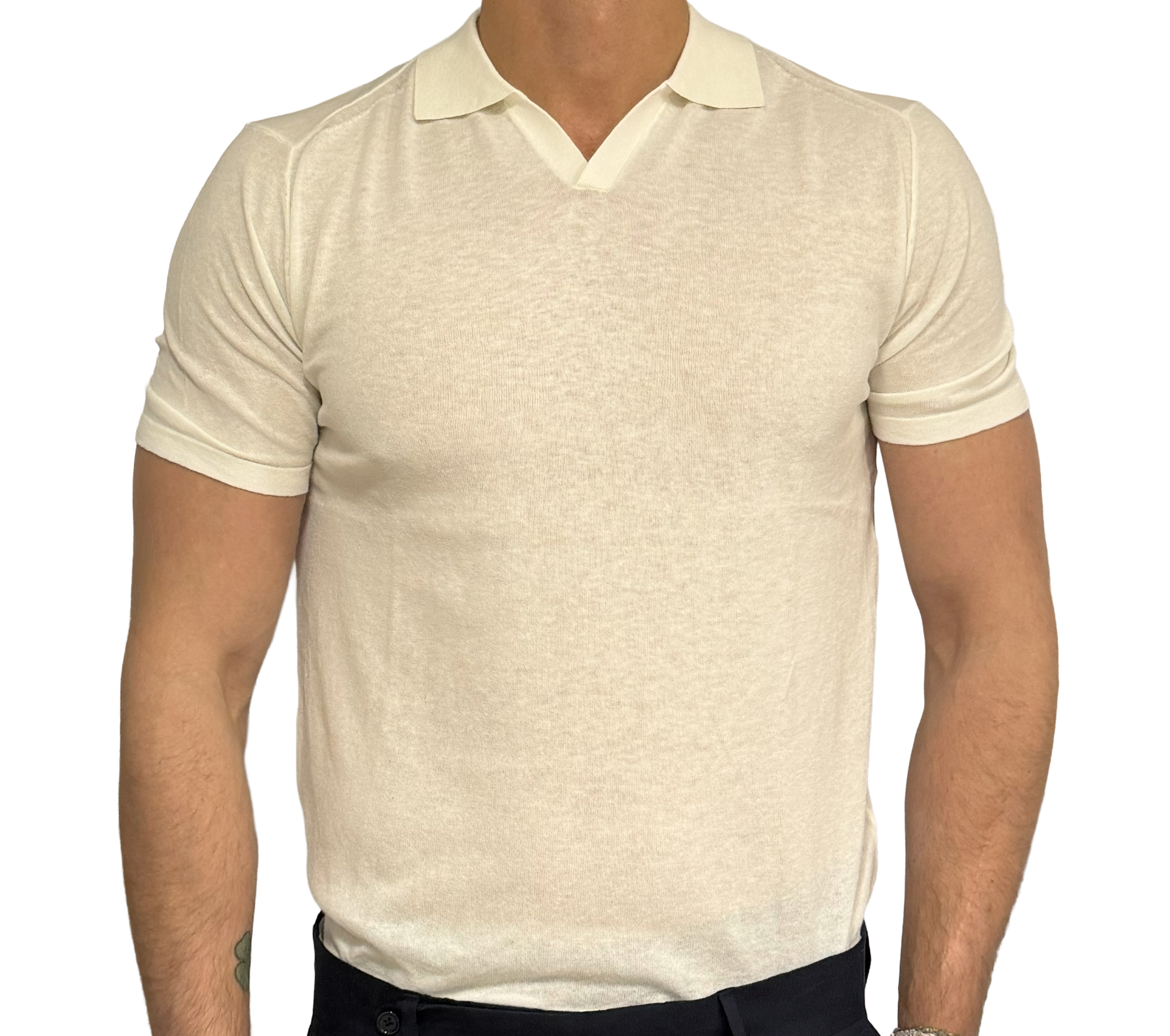 Pure cotton knitted polo shirt with Derby collar