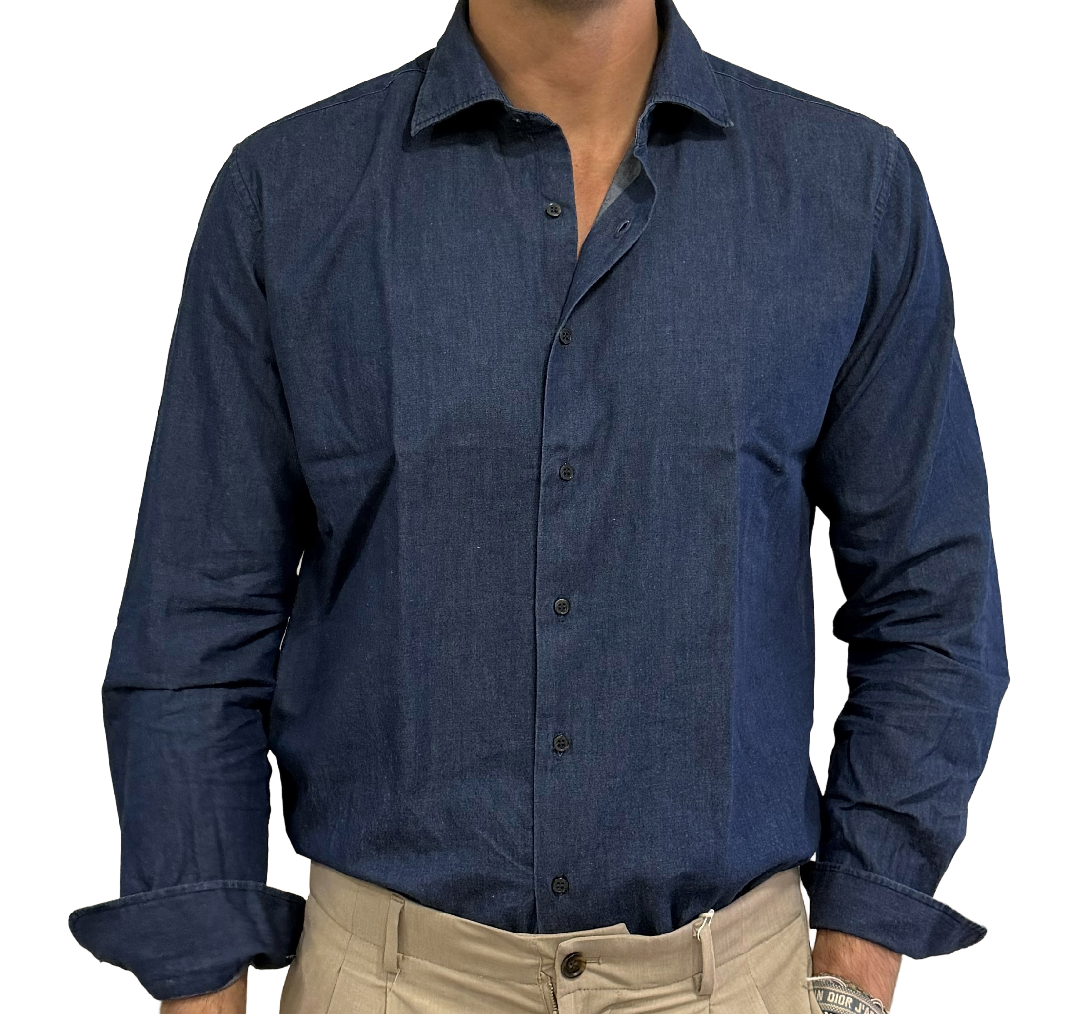 Pure cotton dark denim shirt