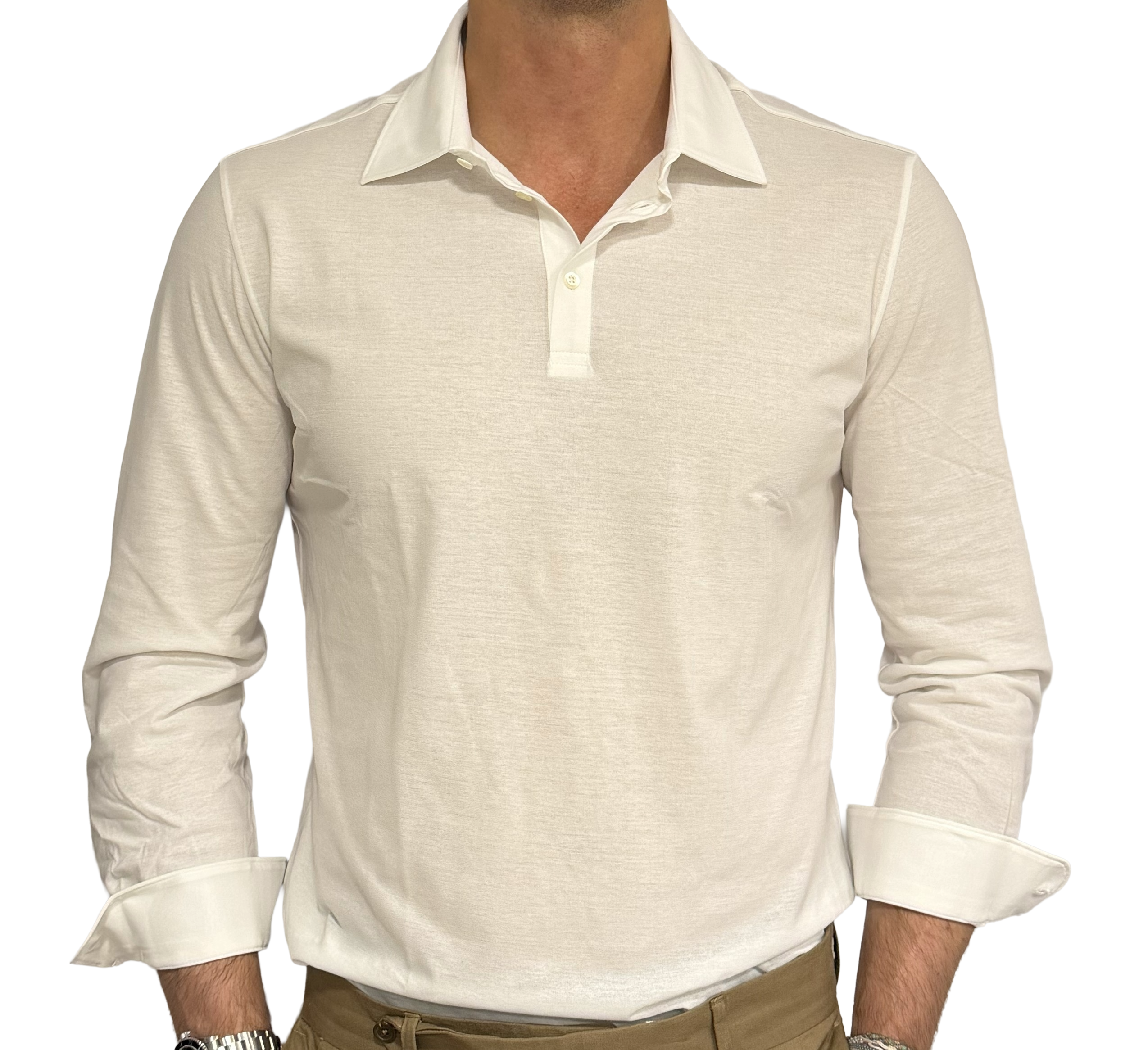 Fresh cotton polo shirt in lisle with three buttons
