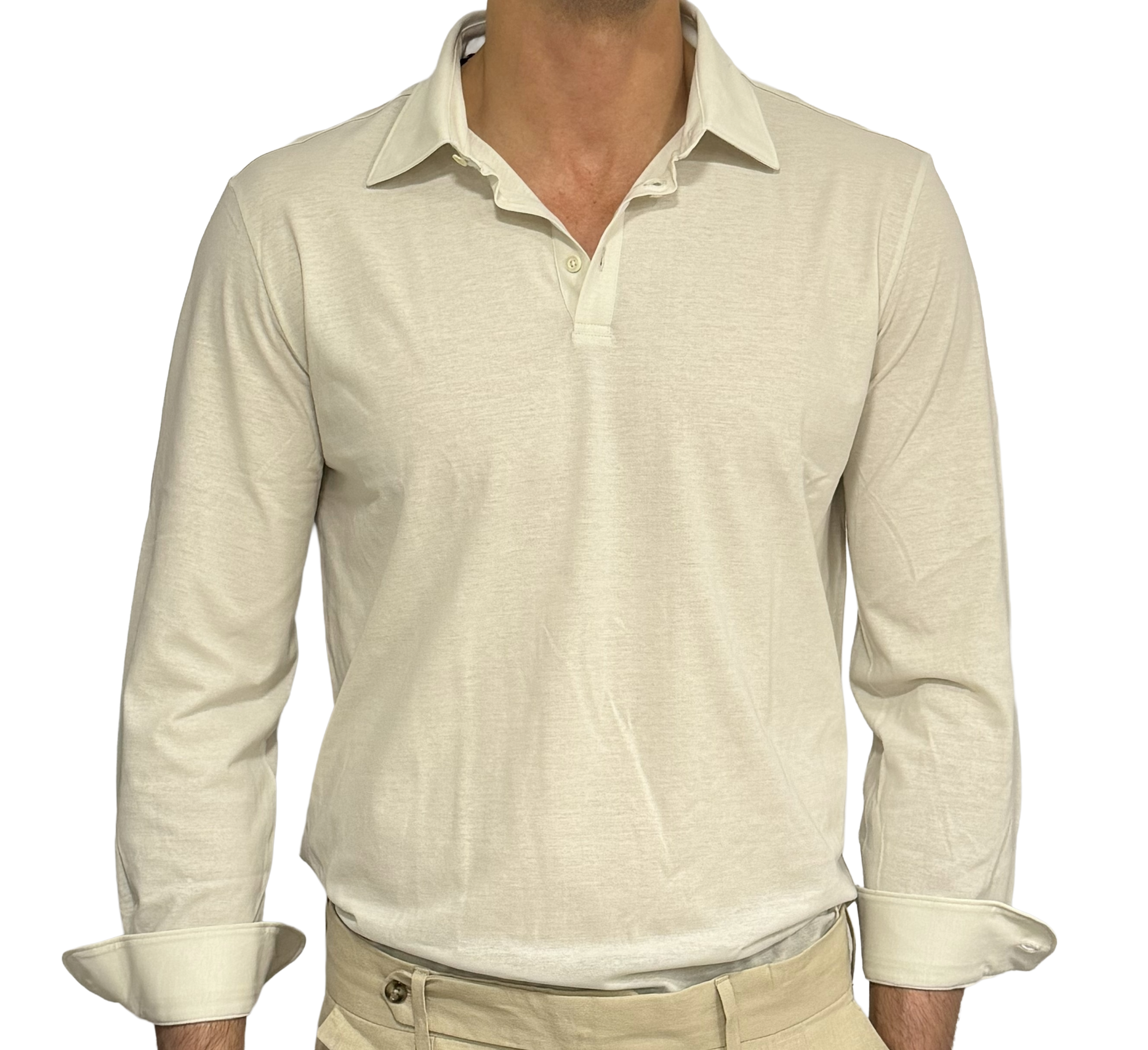 Fresh cotton polo shirt in lisle with three buttons