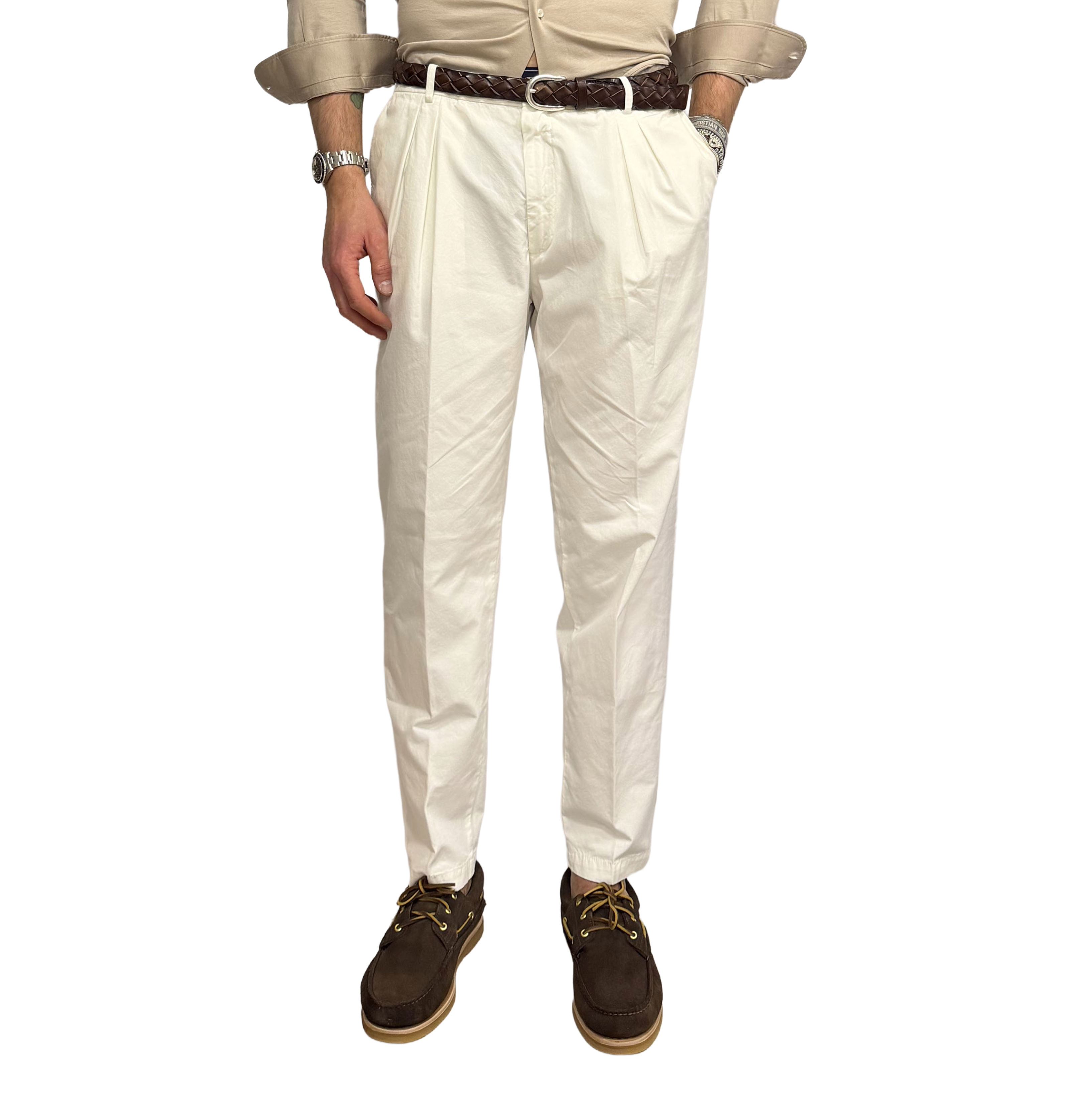 Fourteen double-pleated pure cotton trousers