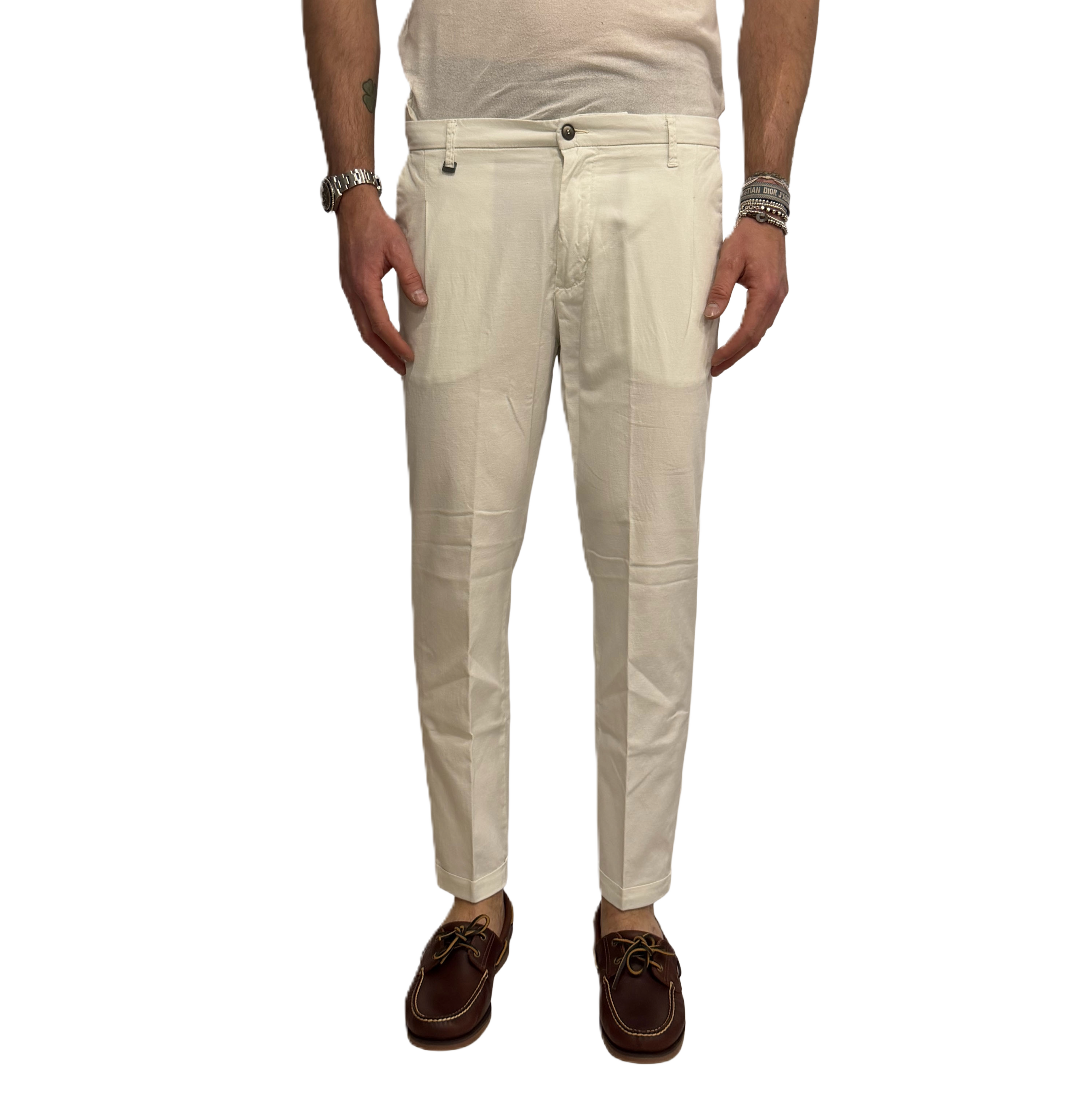 Squad slim linen and cotton trousers