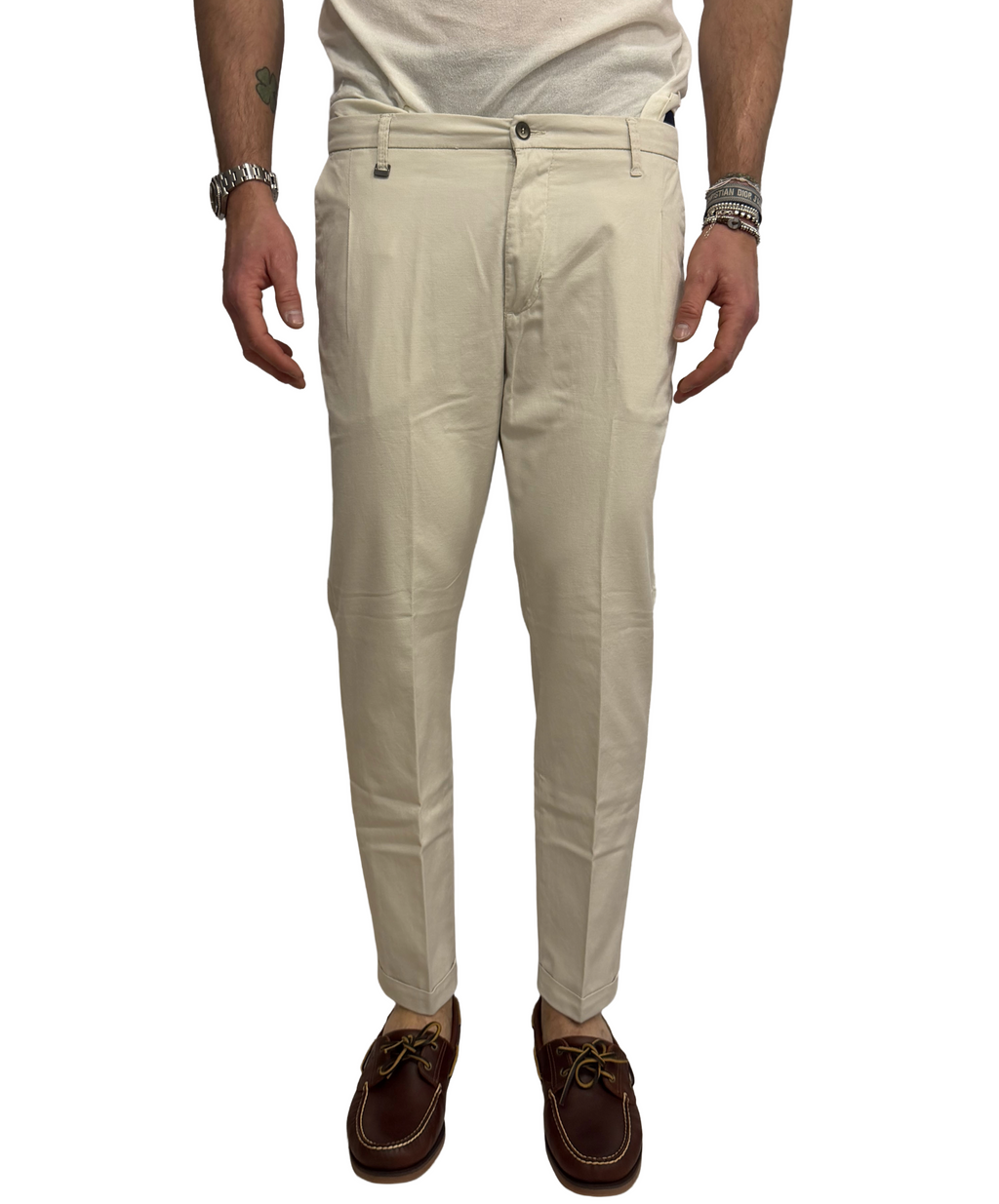 Squad slim linen and cotton trousers