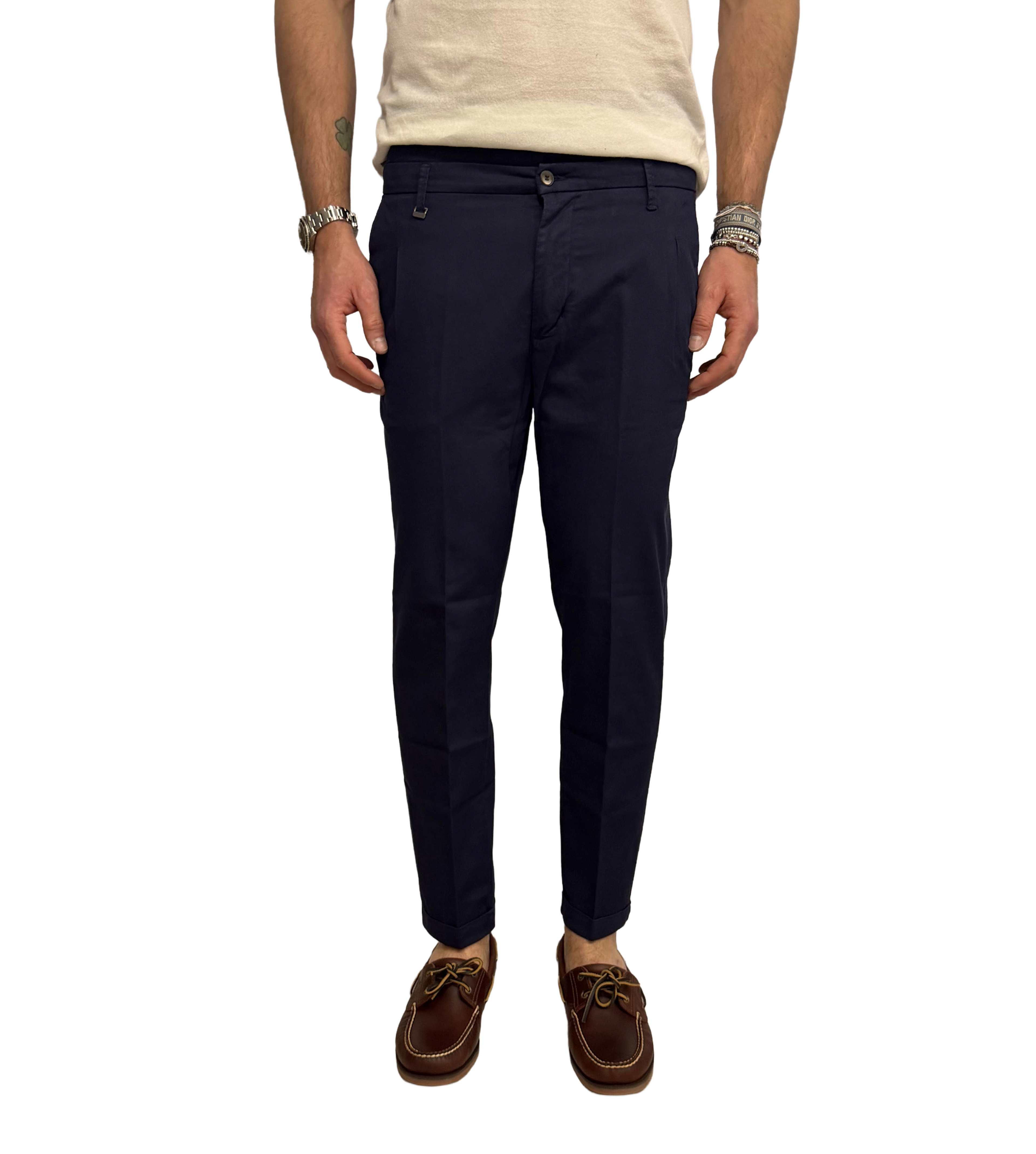 Squad slim linen and cotton trousers