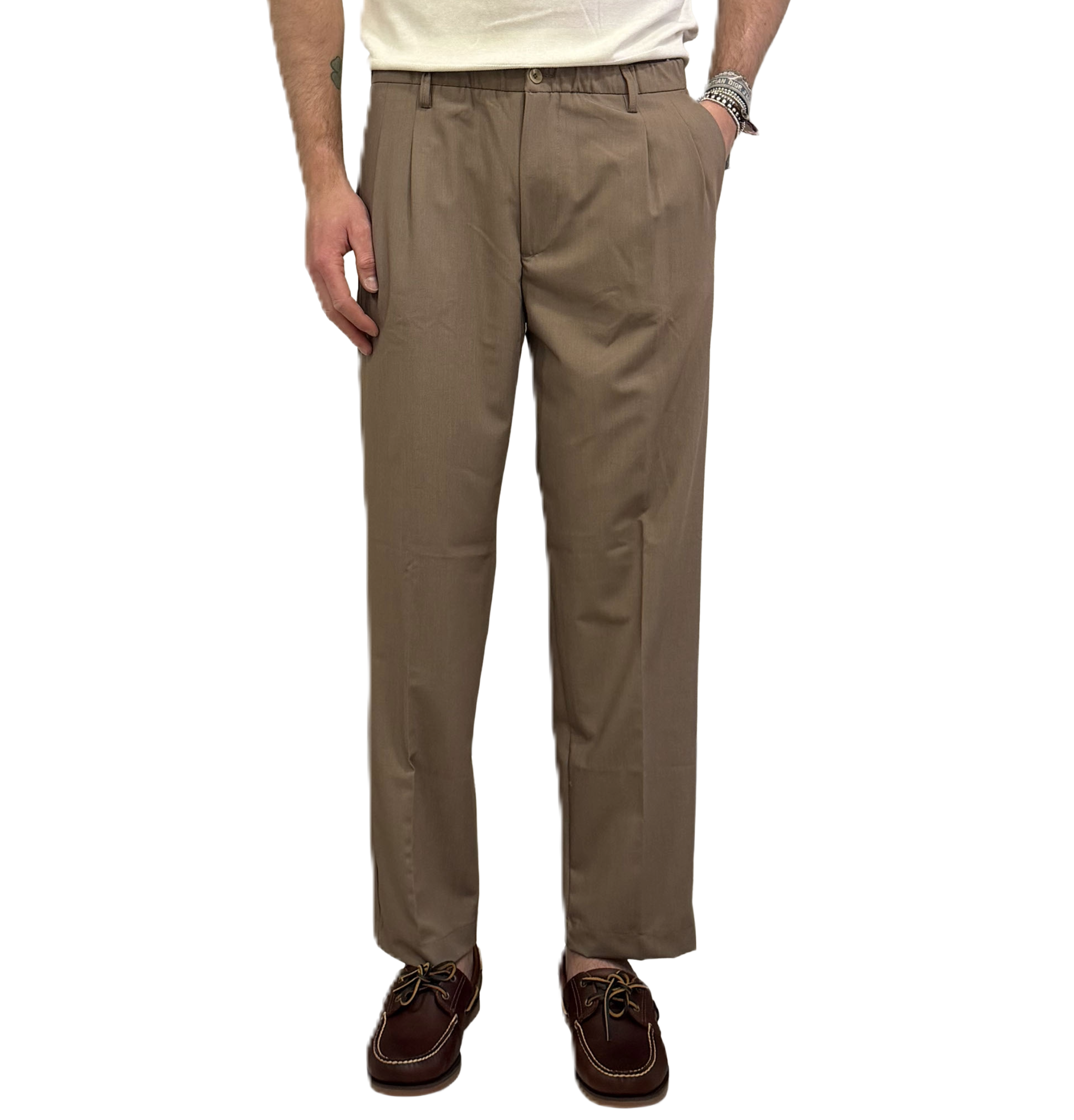 Double pleated viscose trousers