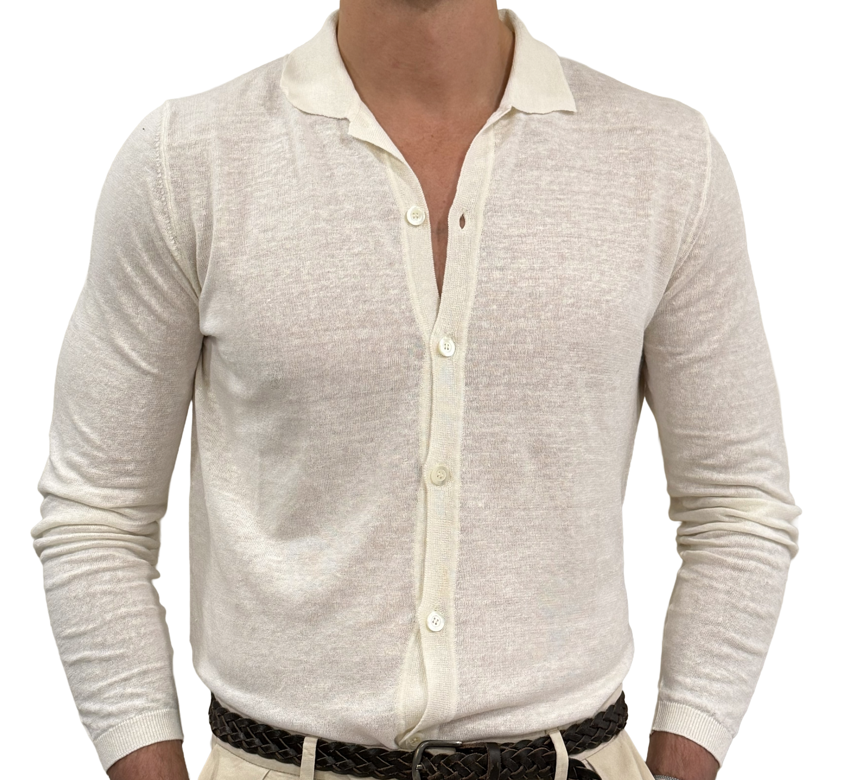 Linen and cotton polo shirt