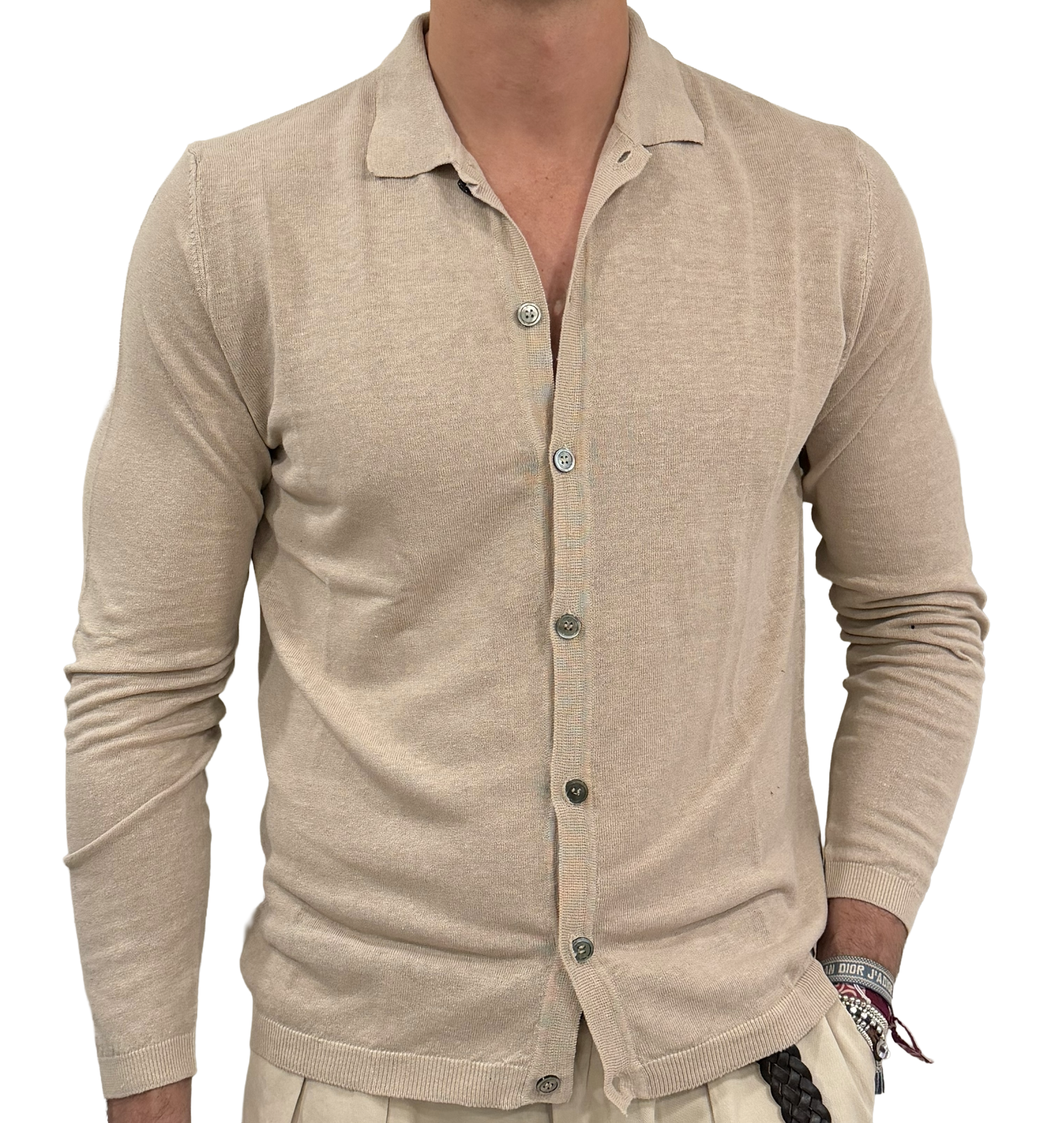 Linen and cotton polo shirt
