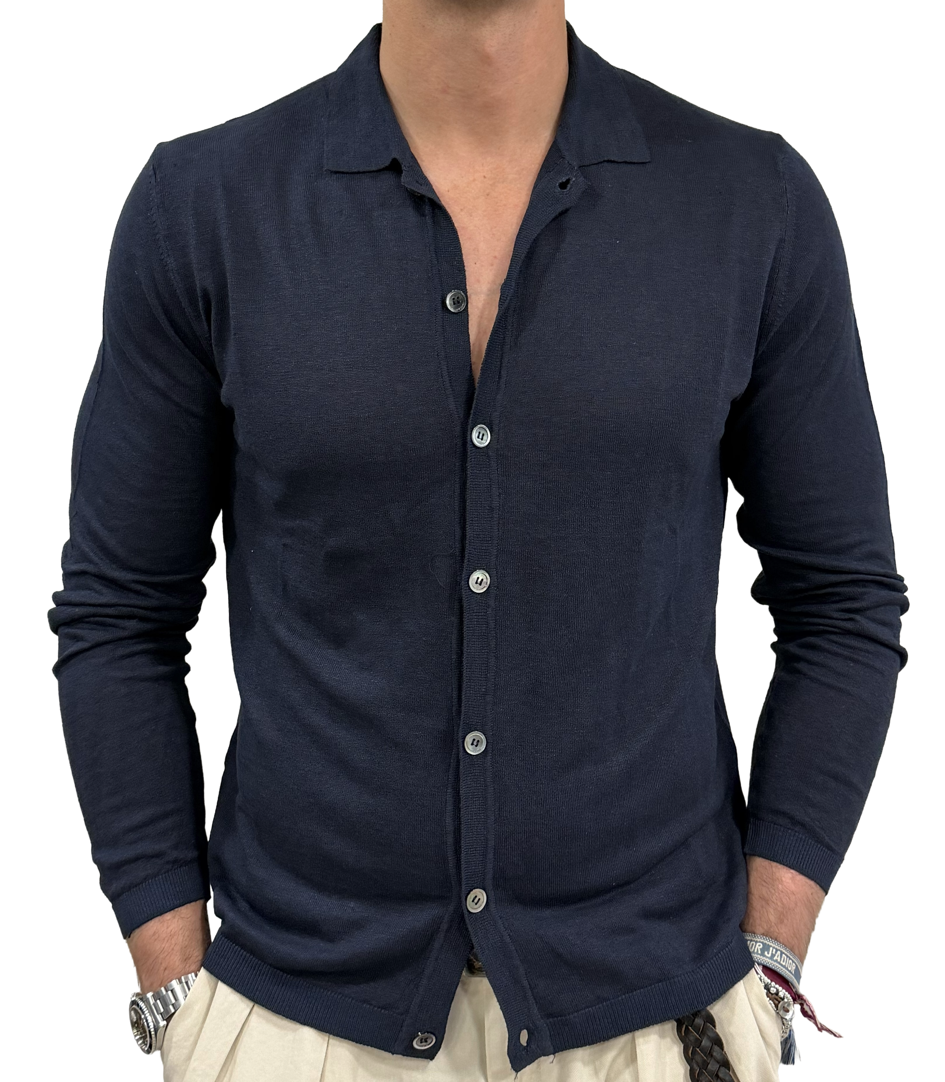Linen and cotton polo shirt