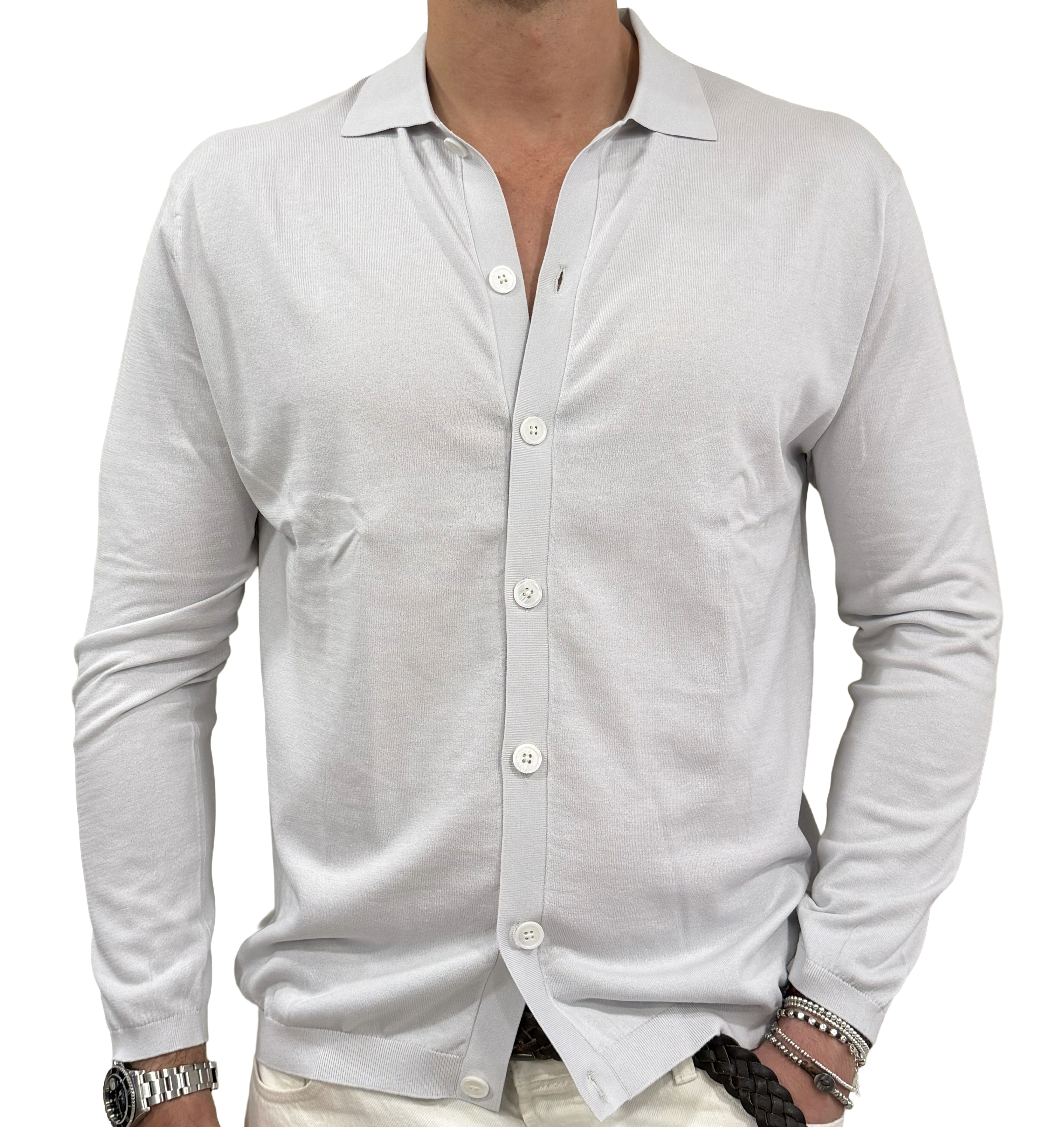 Silk and cotton polo shirt