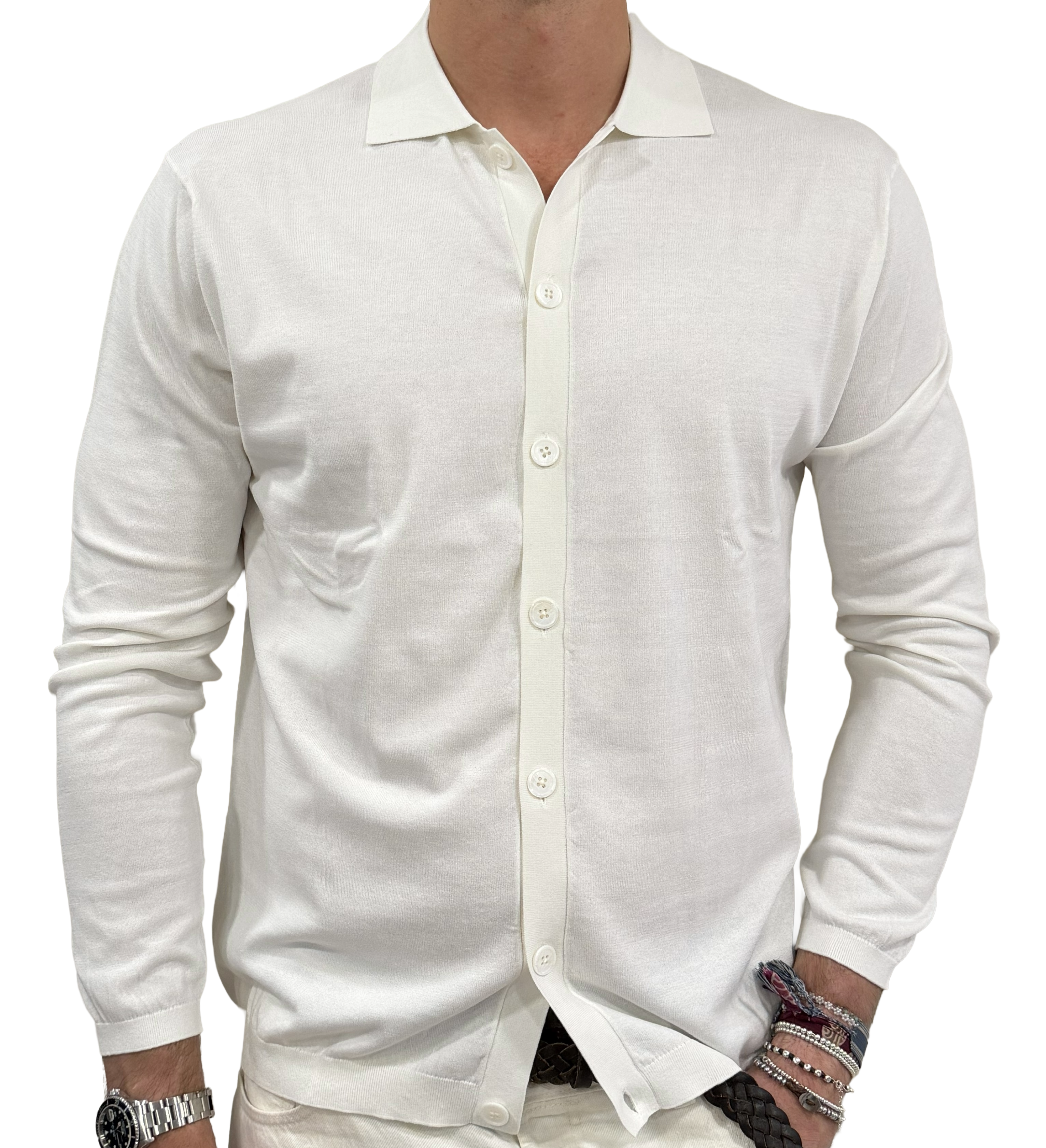 Silk and cotton polo shirt