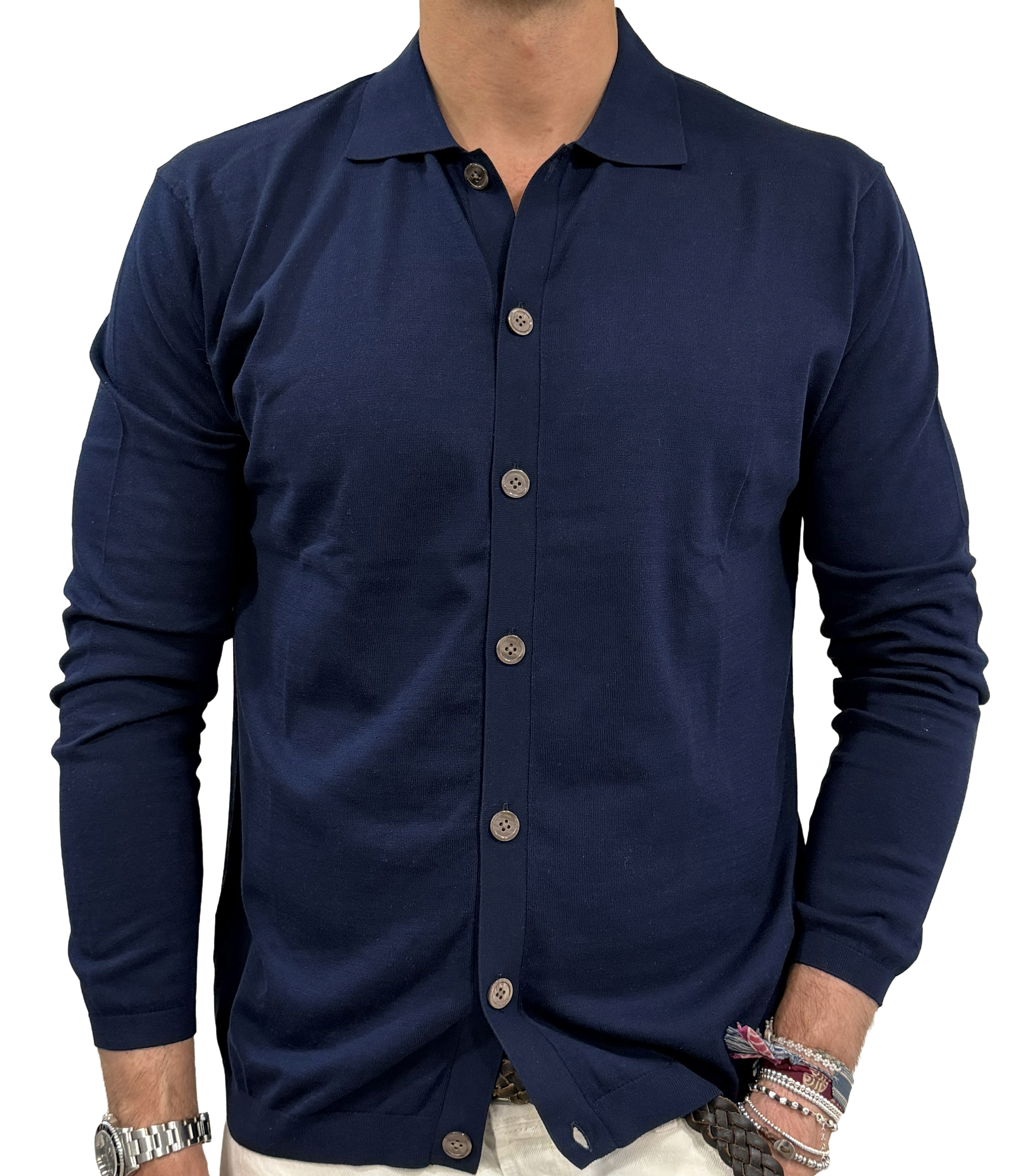 Silk and cotton polo shirt