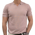 Linen and cotton knit polo shirt