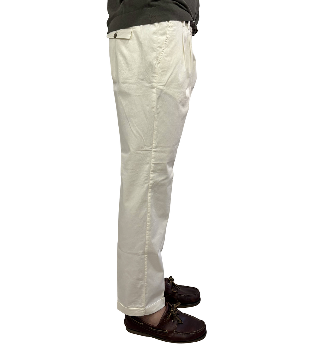 Double-pleat cotton trousers