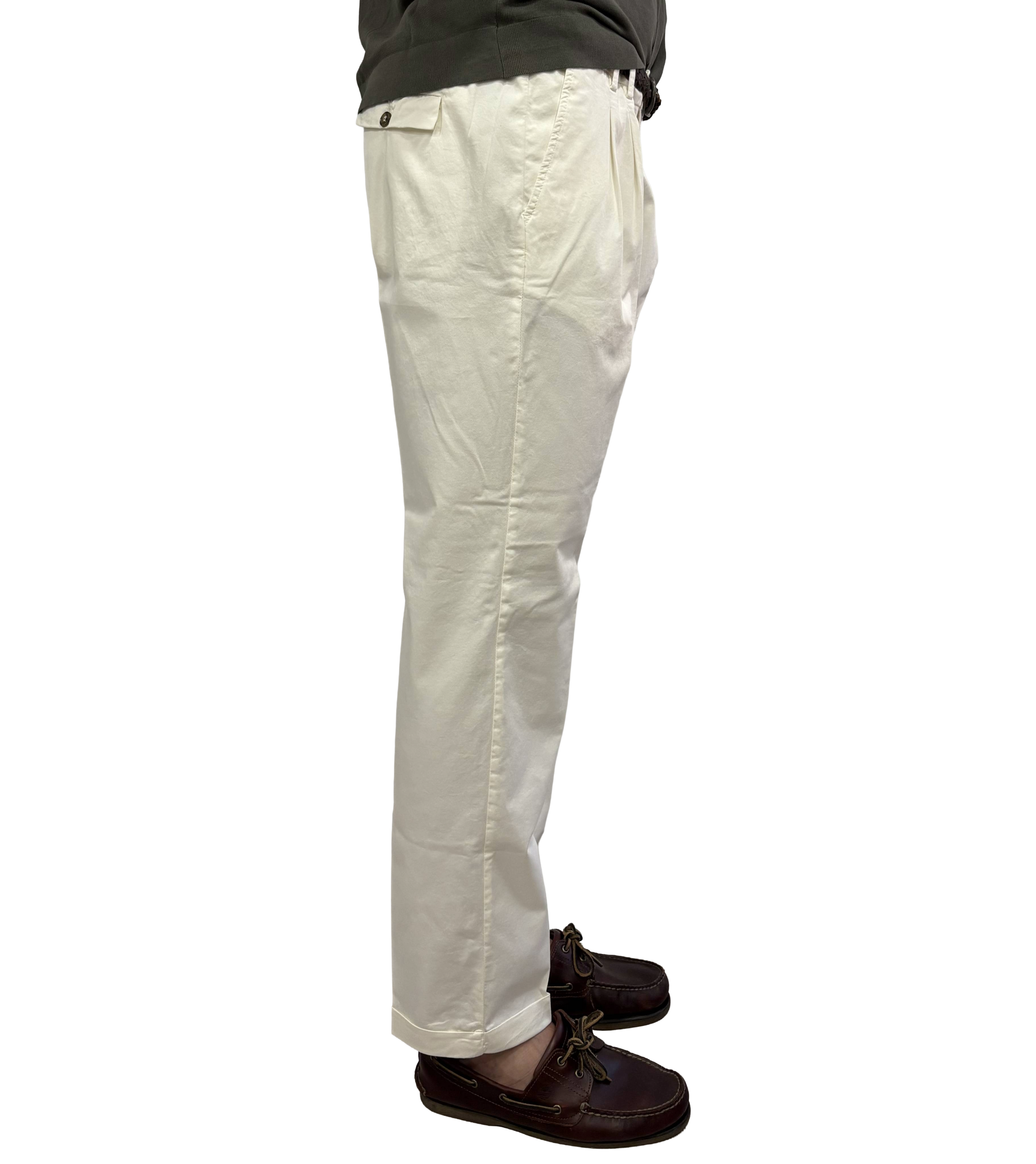 Double-pleat cotton trousers