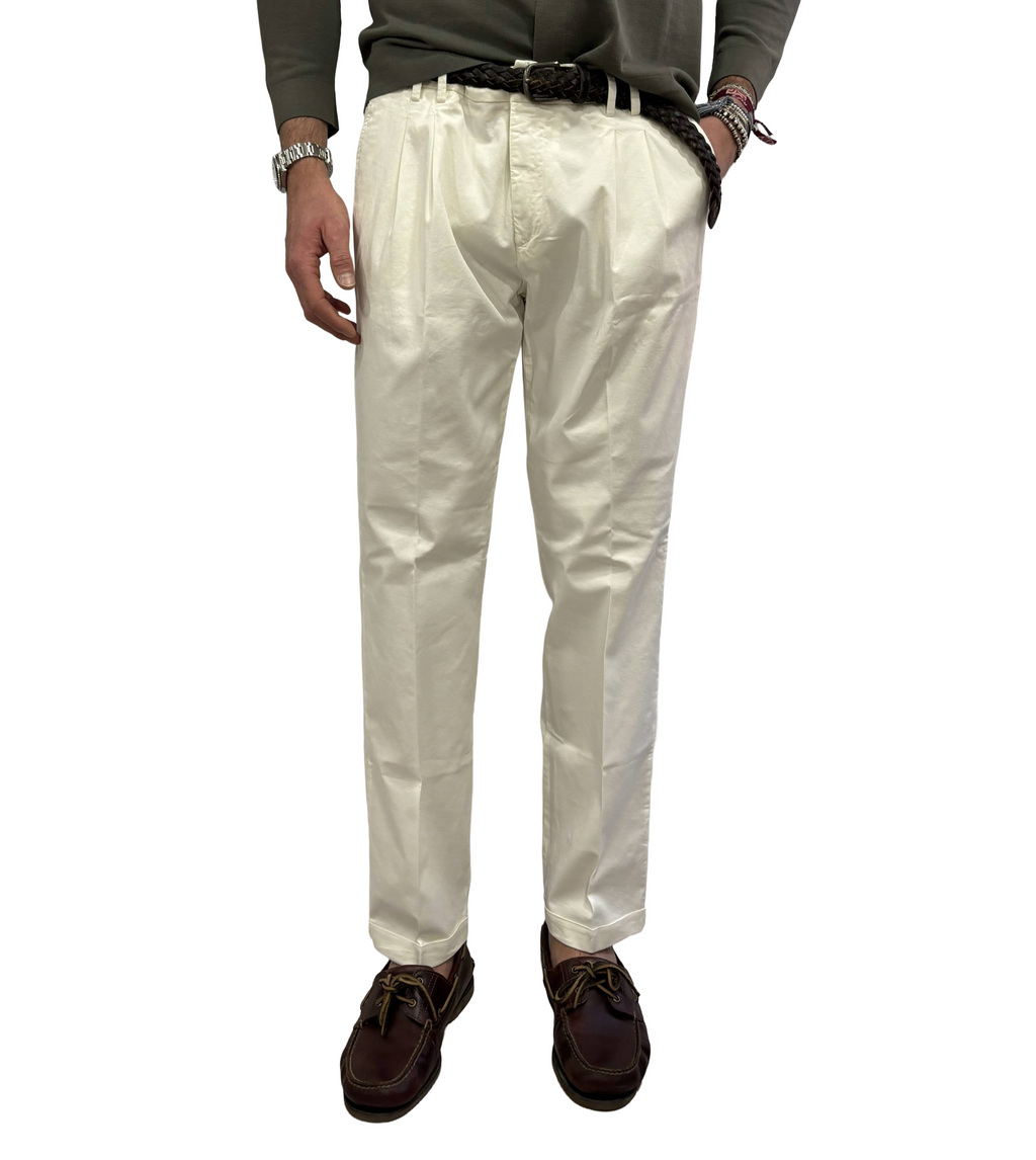 Double-pleat cotton trousers