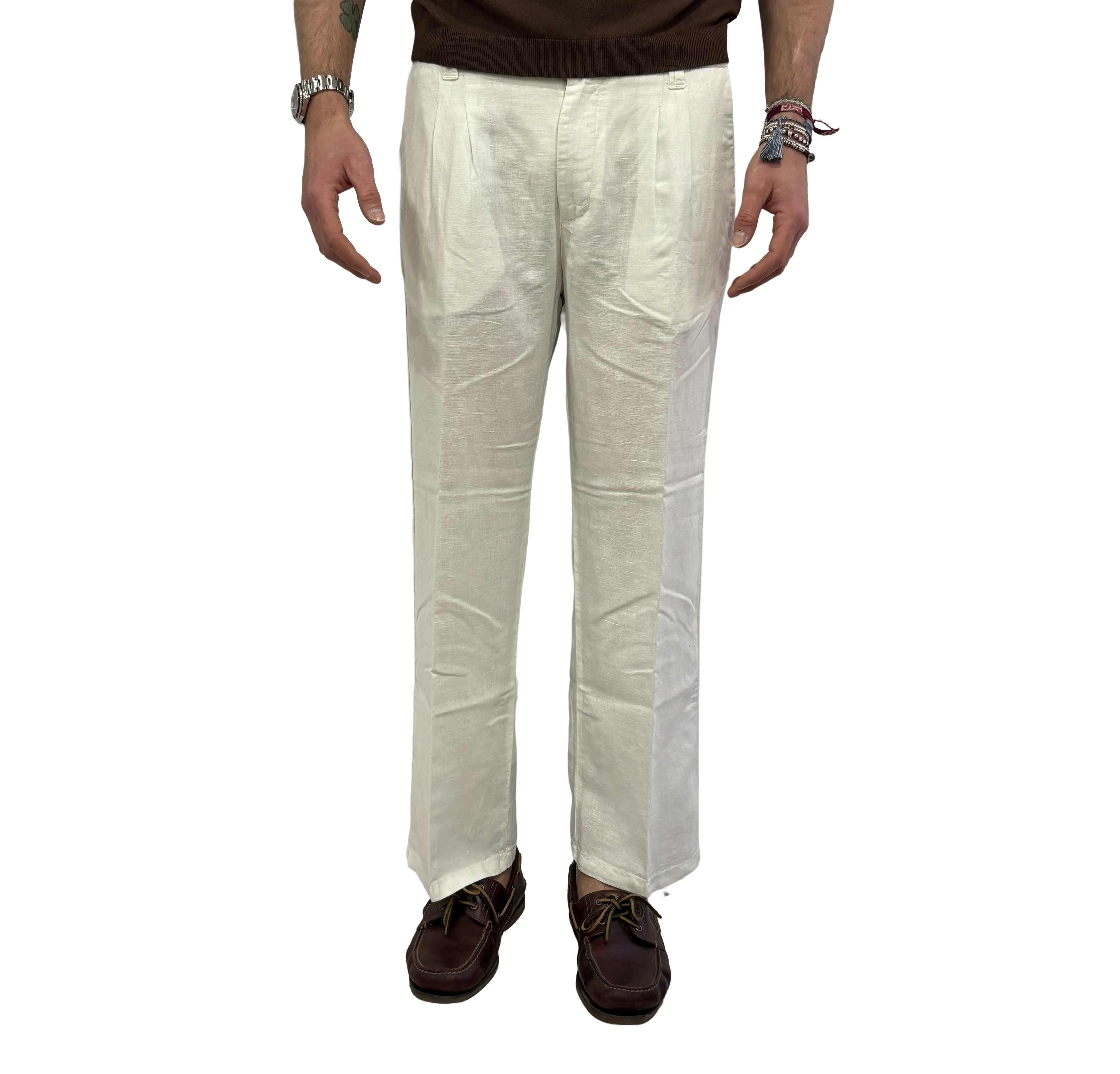 Oversized linen and cotton trousers