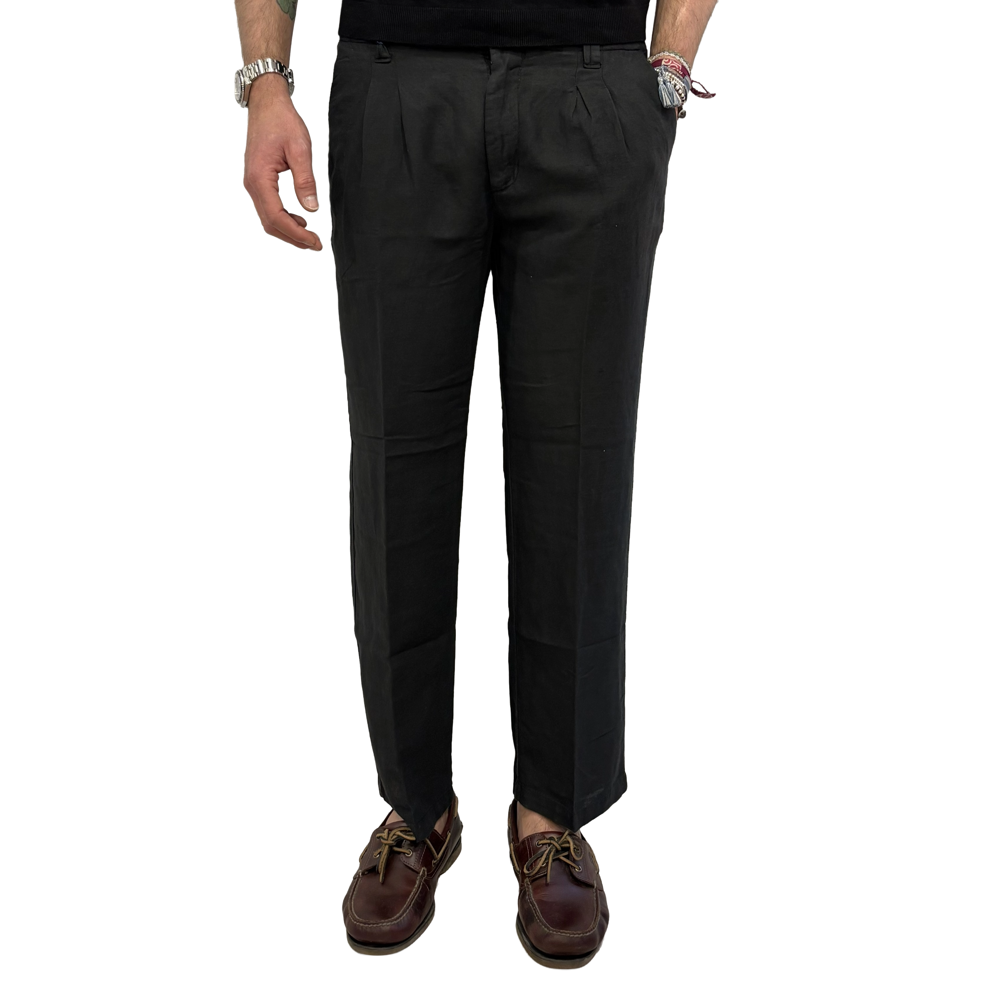 Oversized linen and cotton trousers