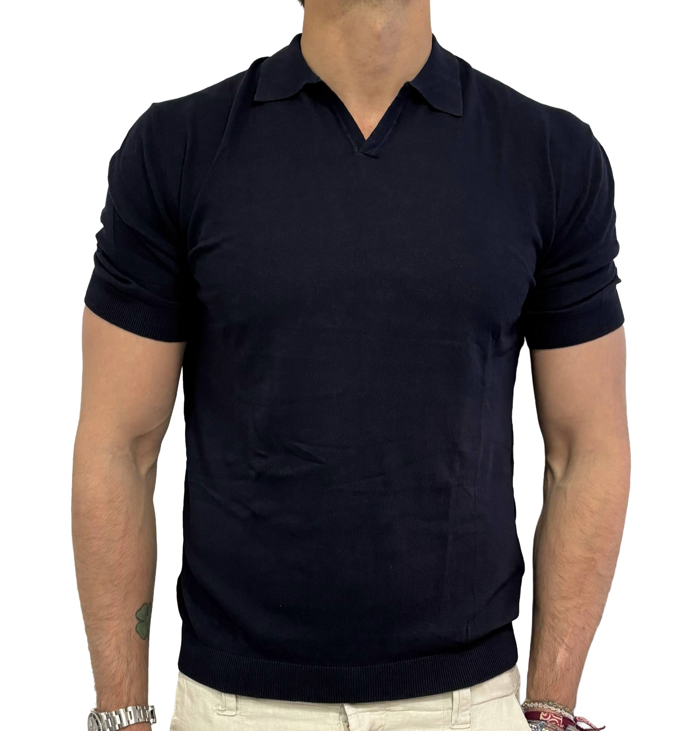 Homeward linen and cotton knit polo shirt