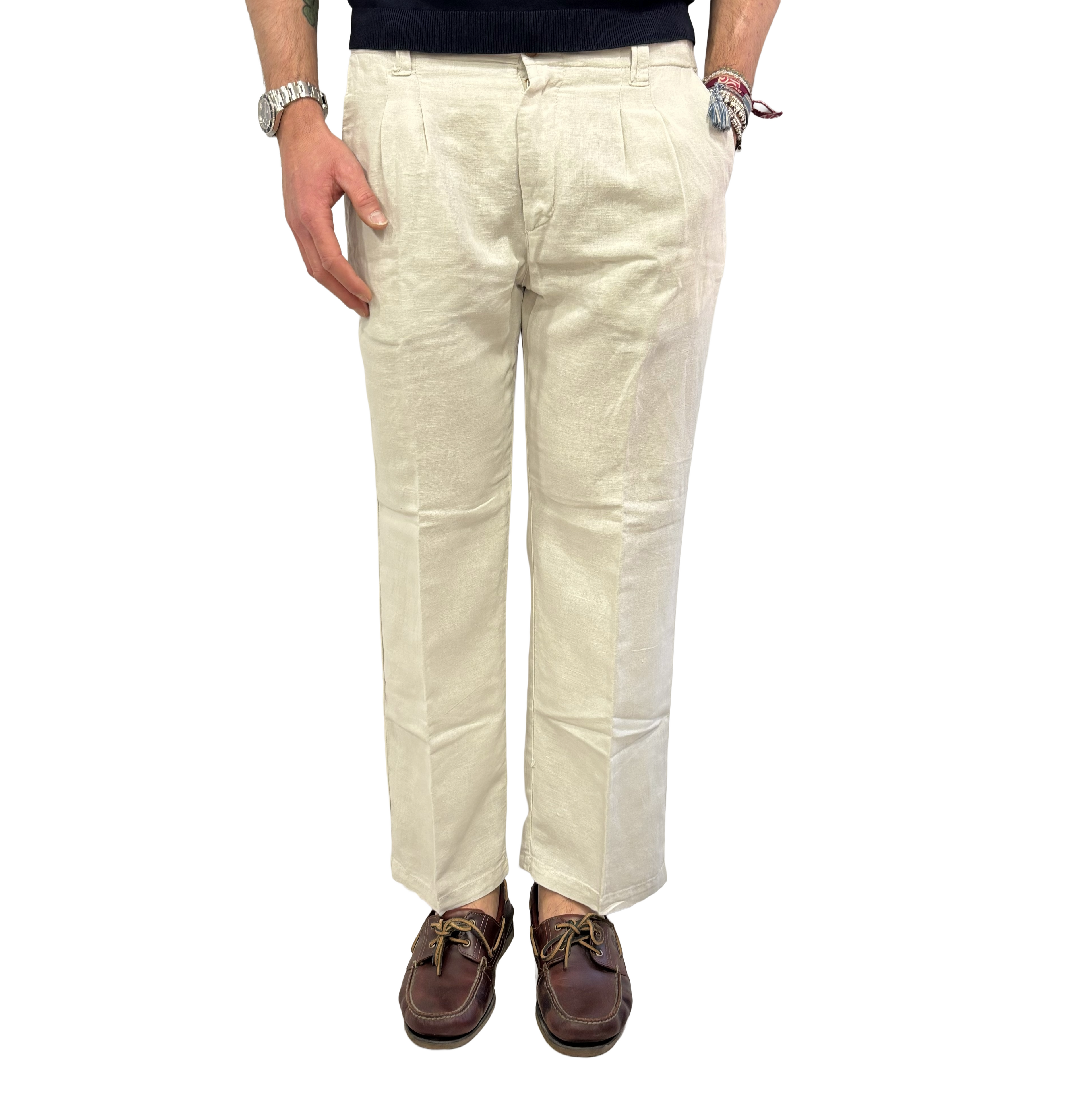 Oversized linen and cotton trousers