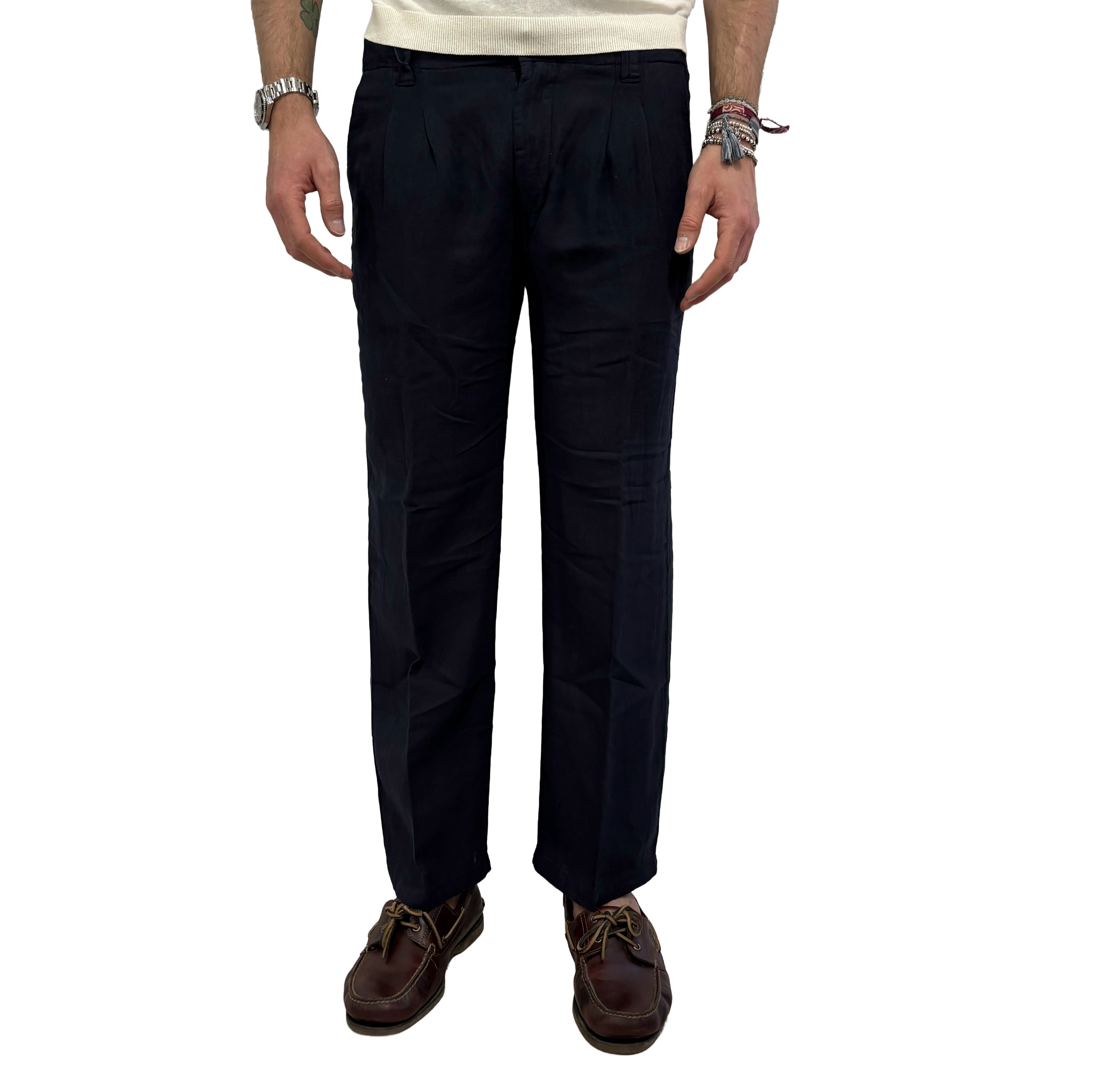 Oversized linen and cotton trousers