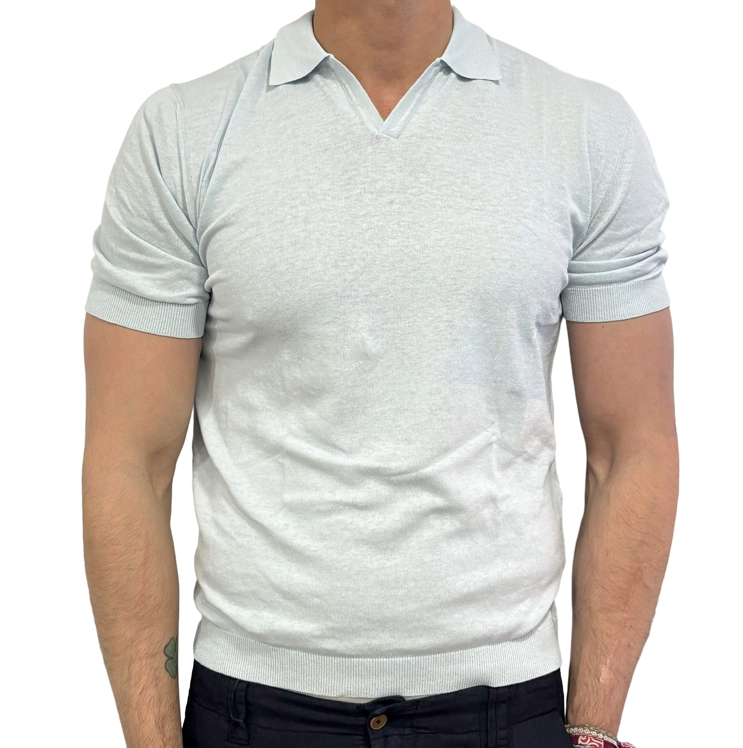 Homeward linen and cotton knit polo shirt
