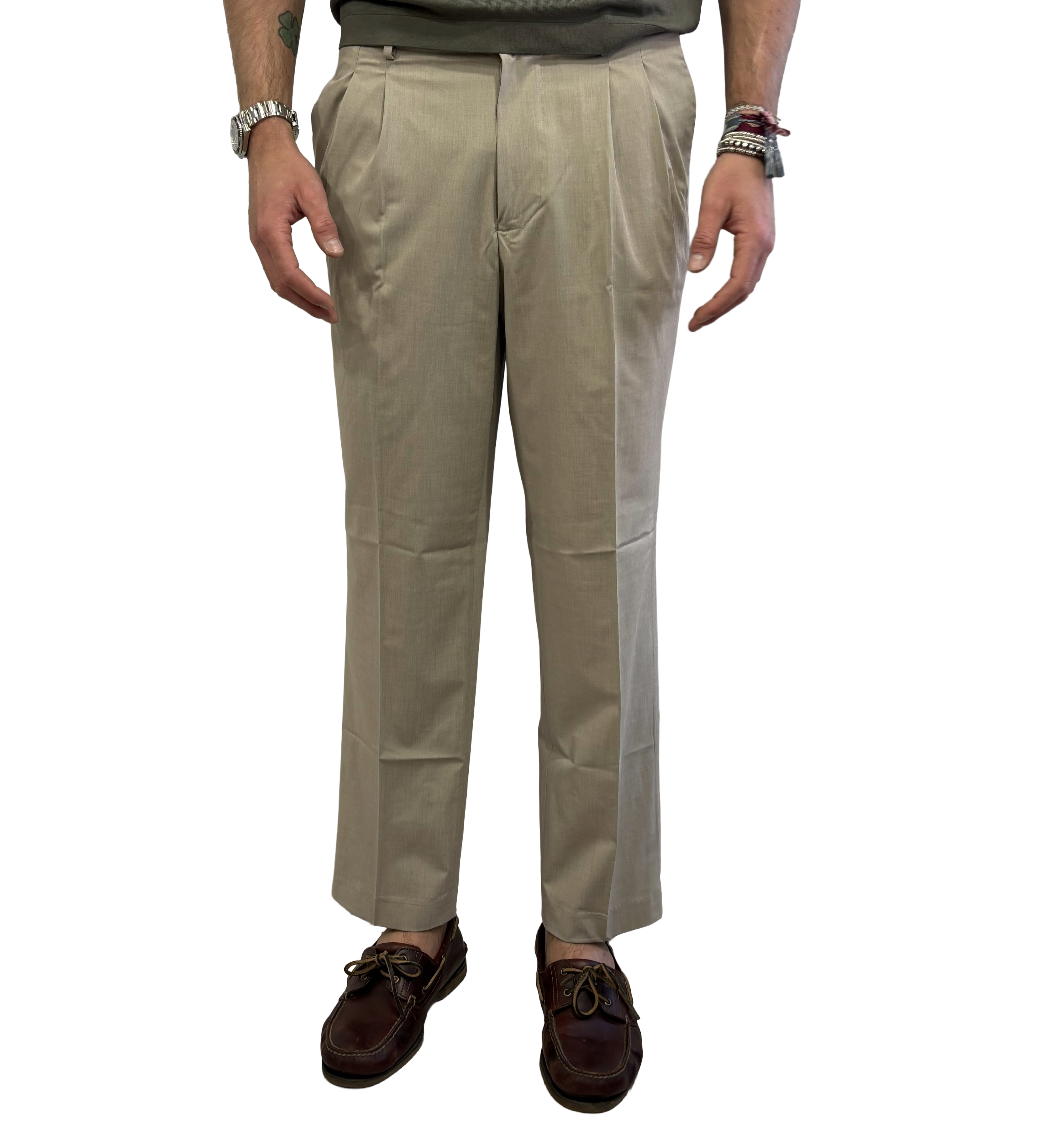 Alley Docks double-pleated viscose trousers