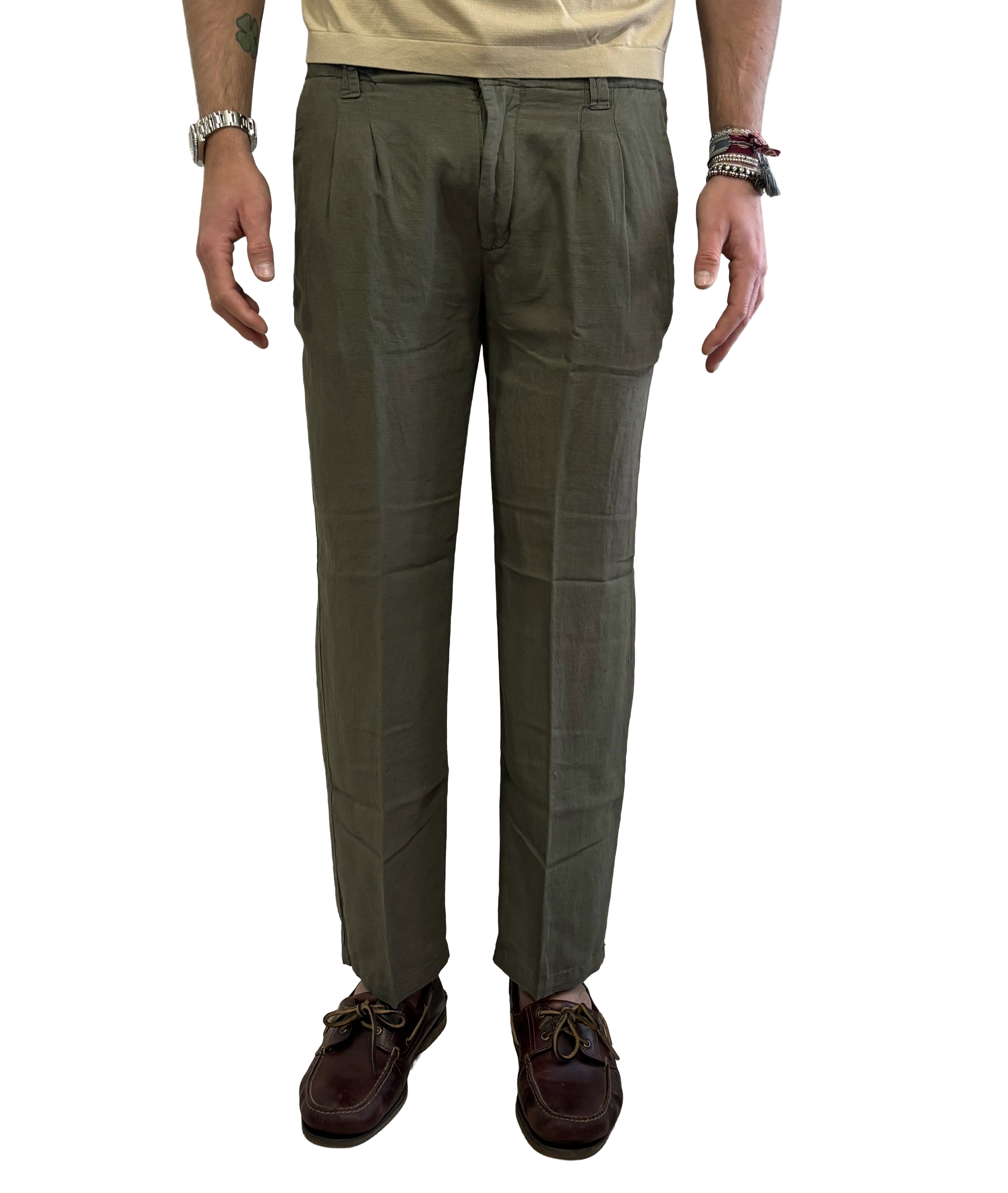 Oversized linen and cotton trousers