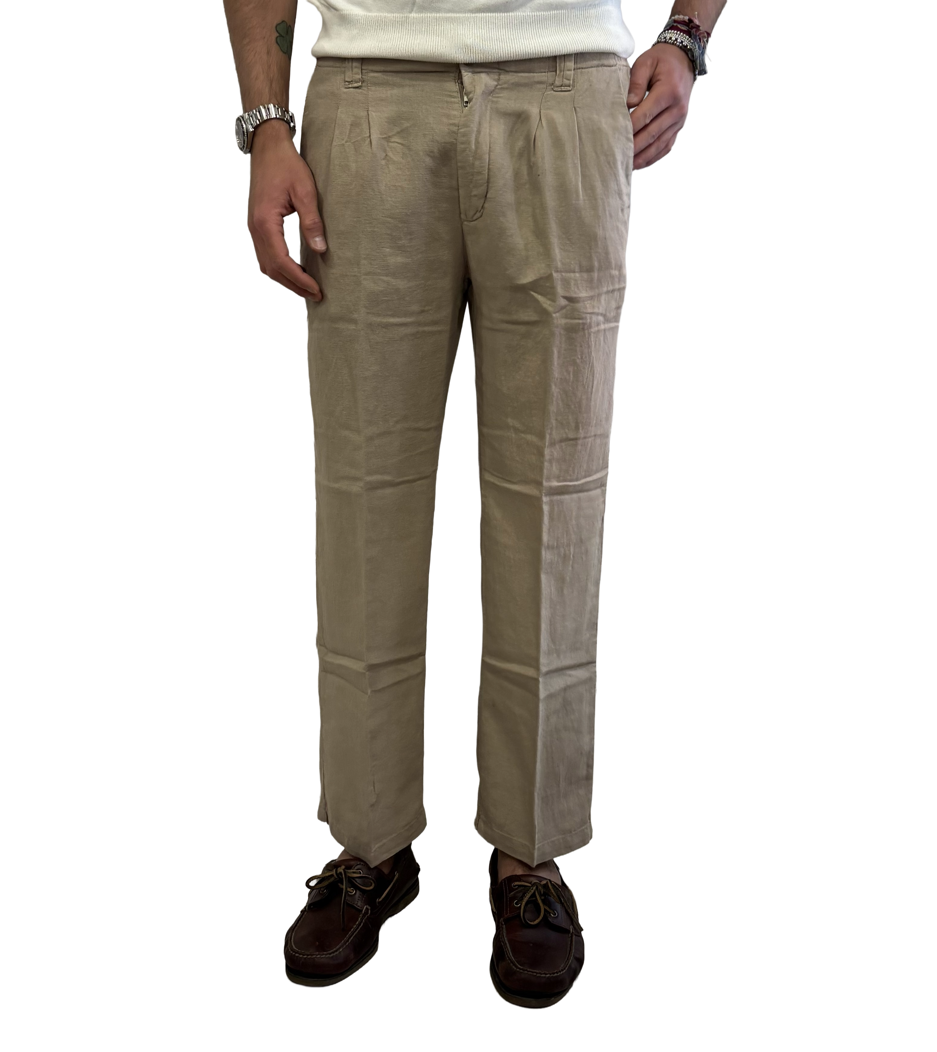 Oversized linen and cotton trousers