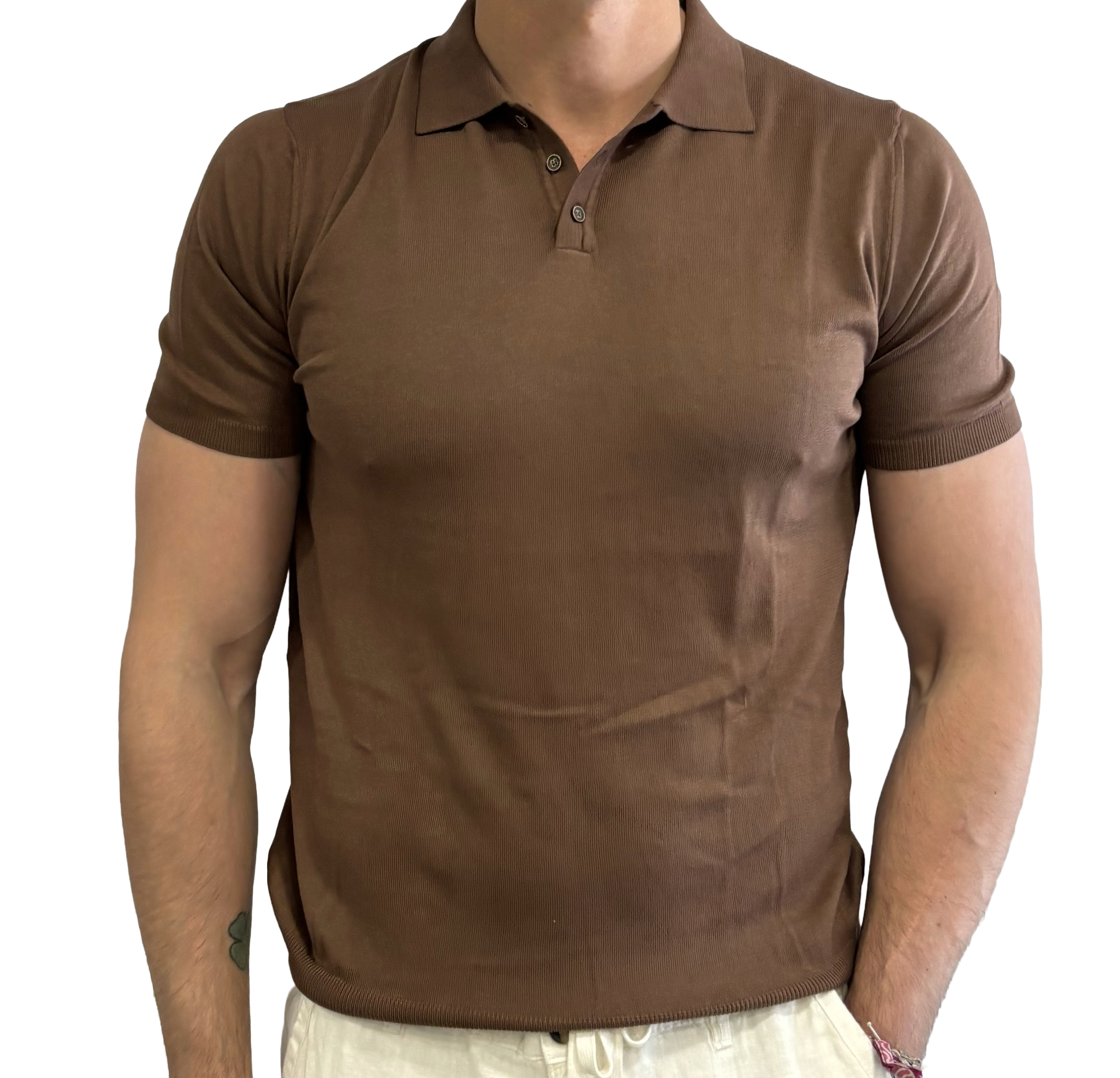 Knitted pure cotton polo shirt