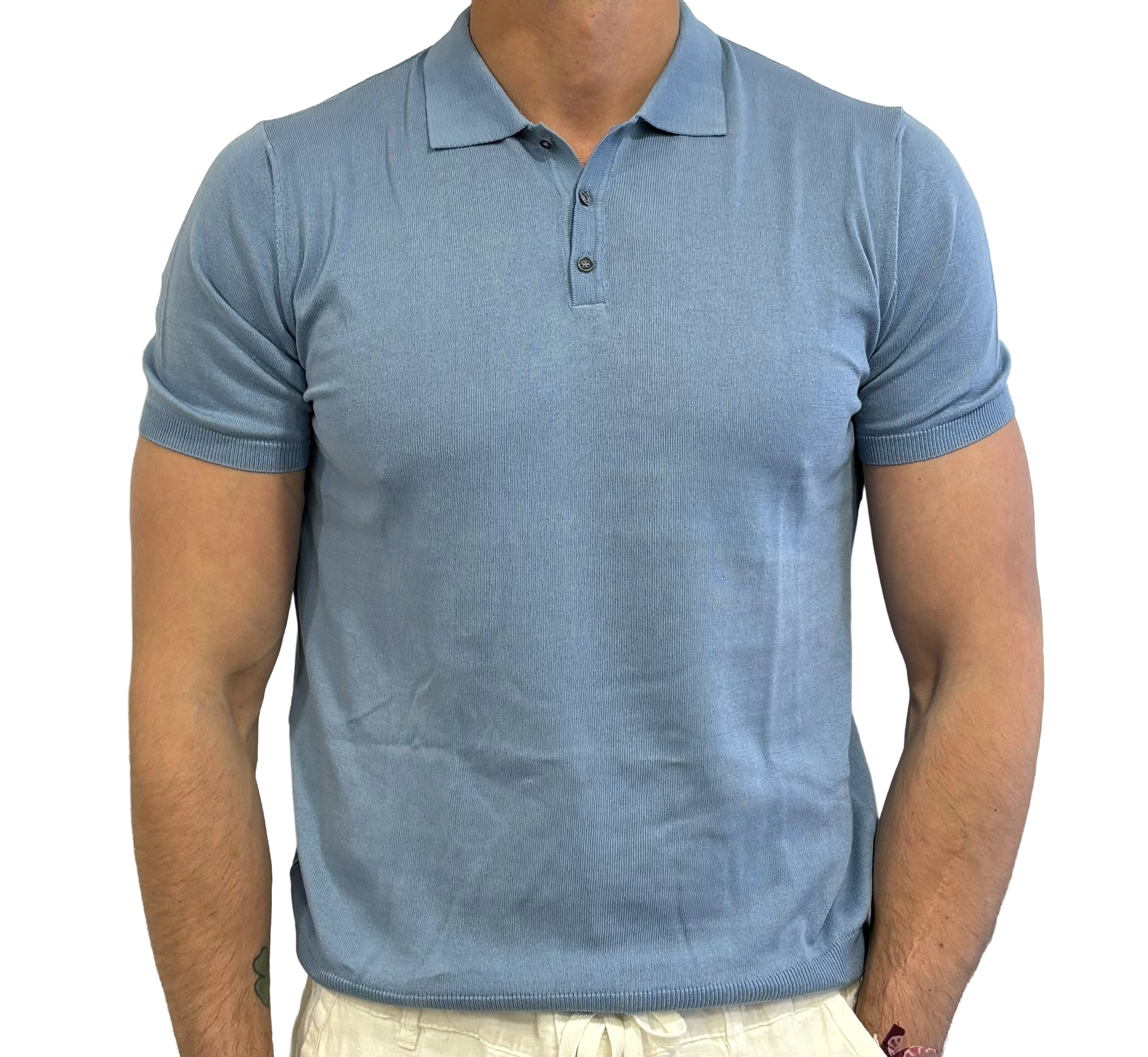 Knitted pure cotton polo shirt