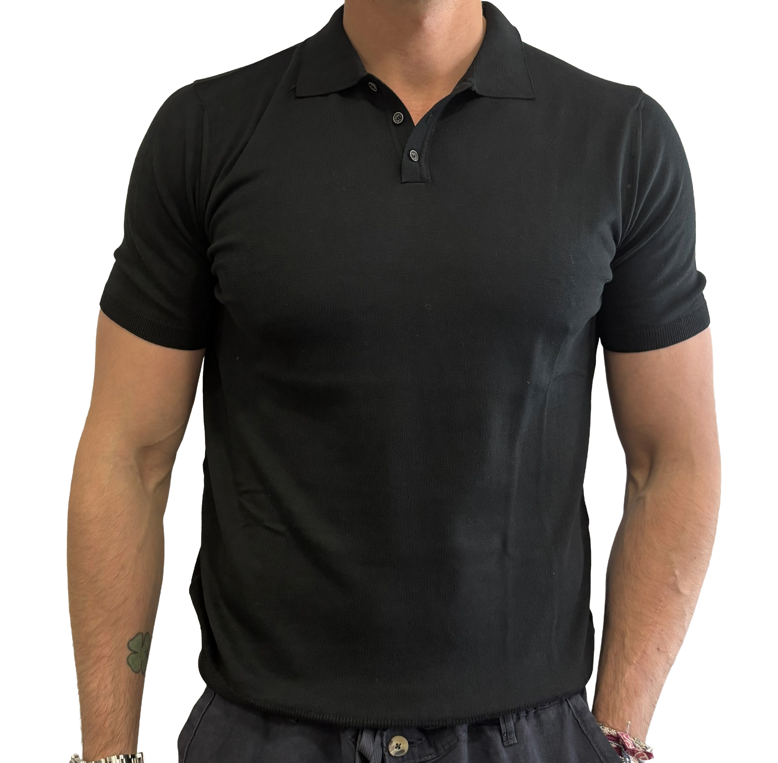 Knitted pure cotton polo shirt