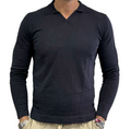 Long-sleeved derby collar polo shirt in pure cotton