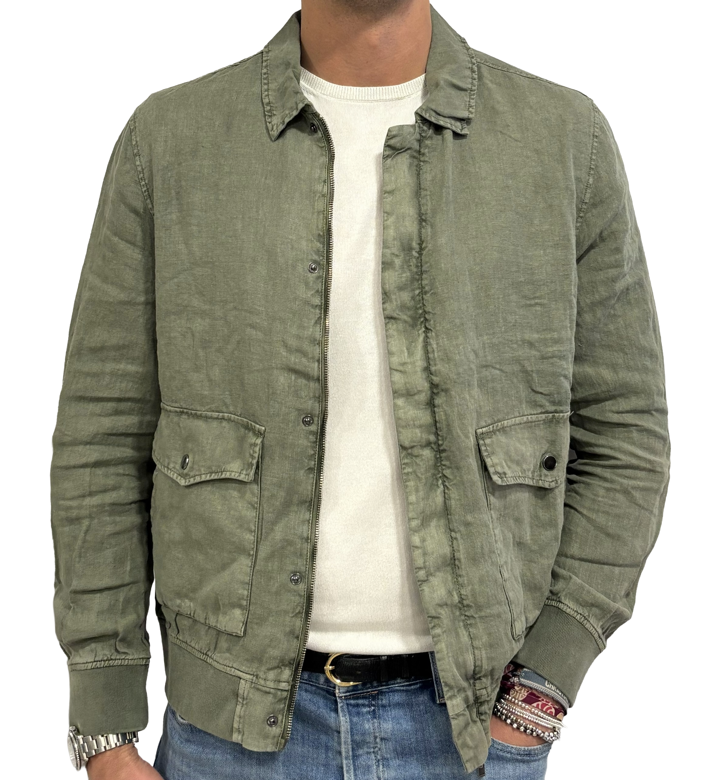 Pure linen bomber