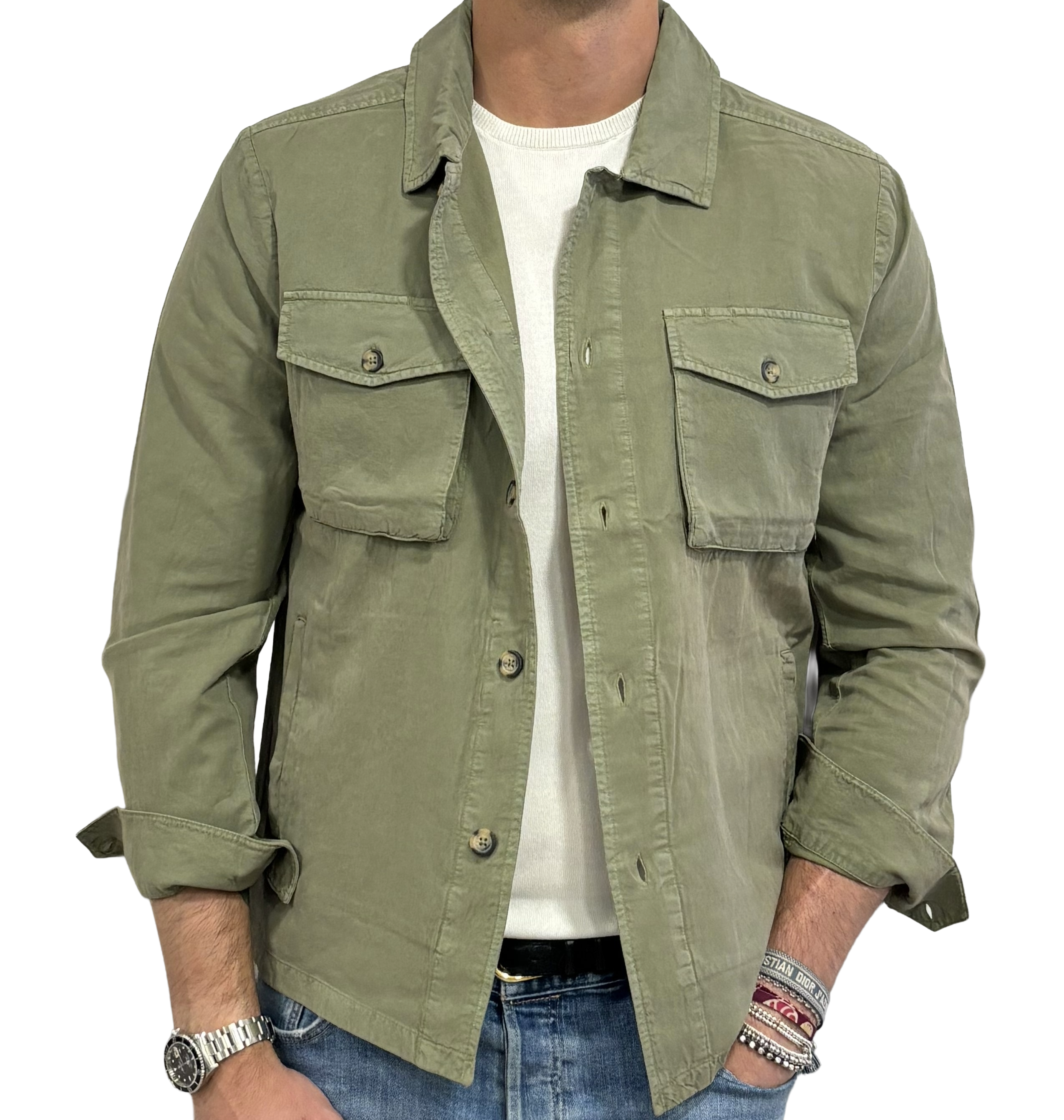 Linen and cotton shirt jacket