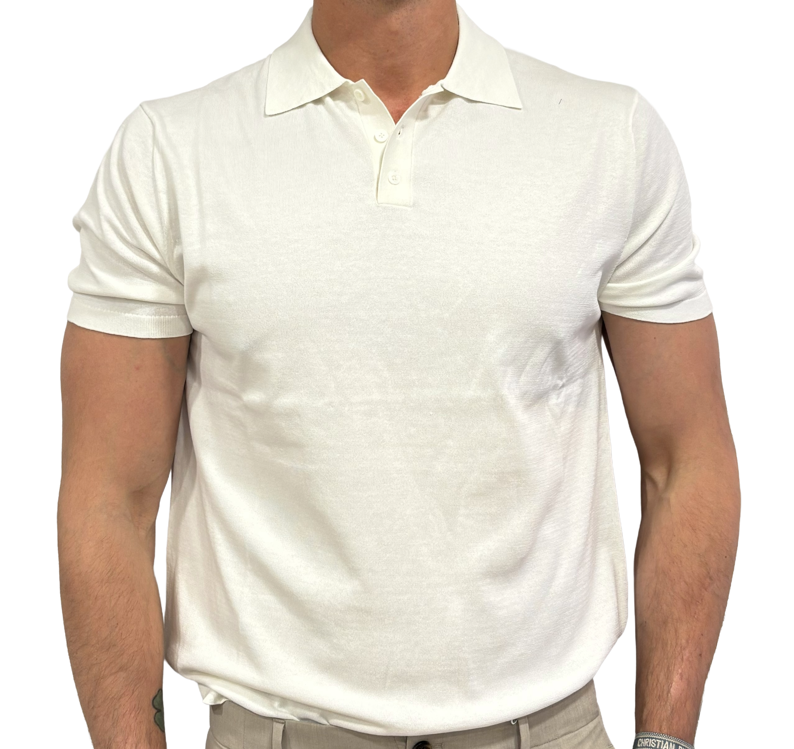 Cotton and silk knit polo shirt