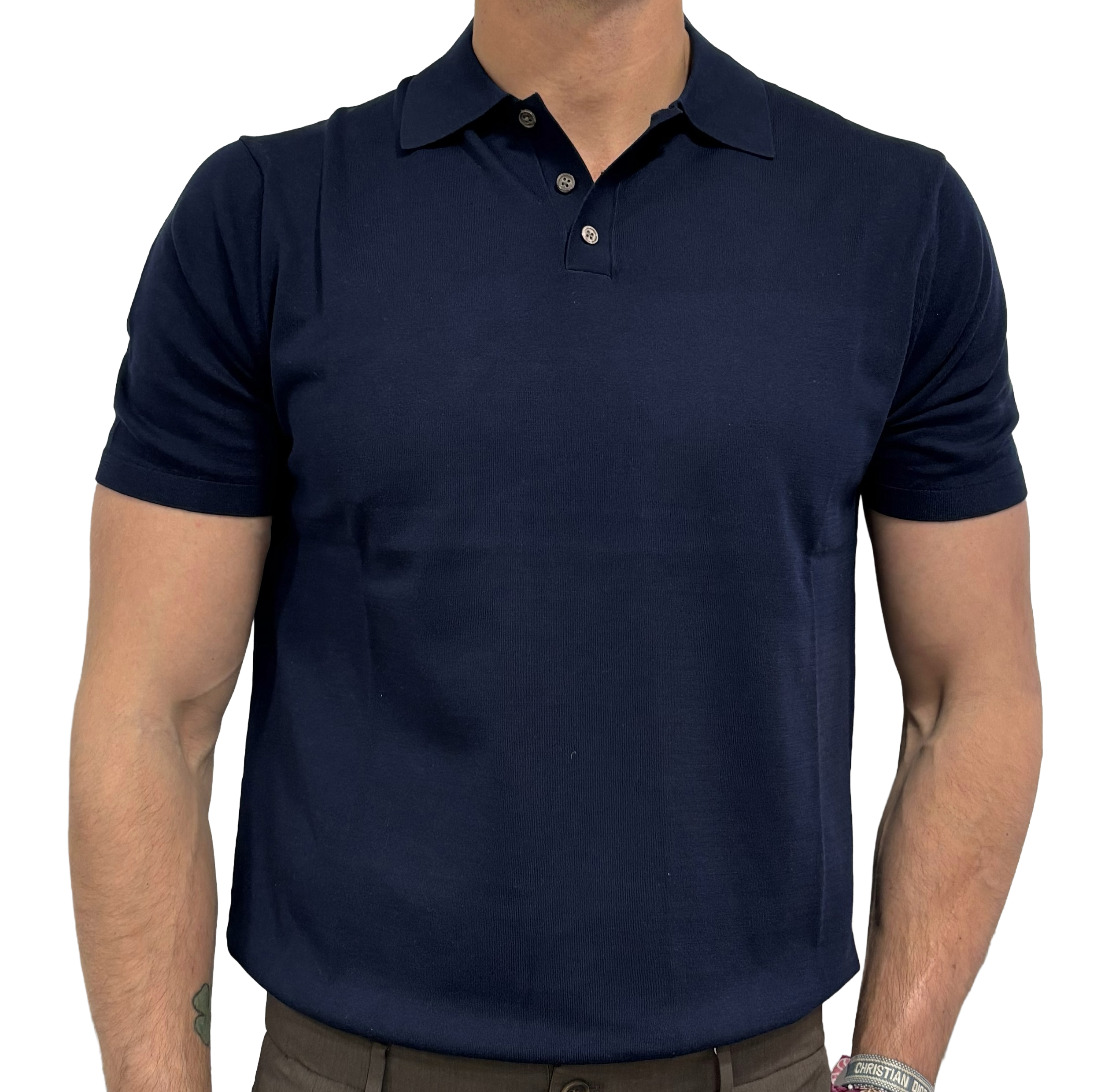 Cotton and silk knit polo shirt