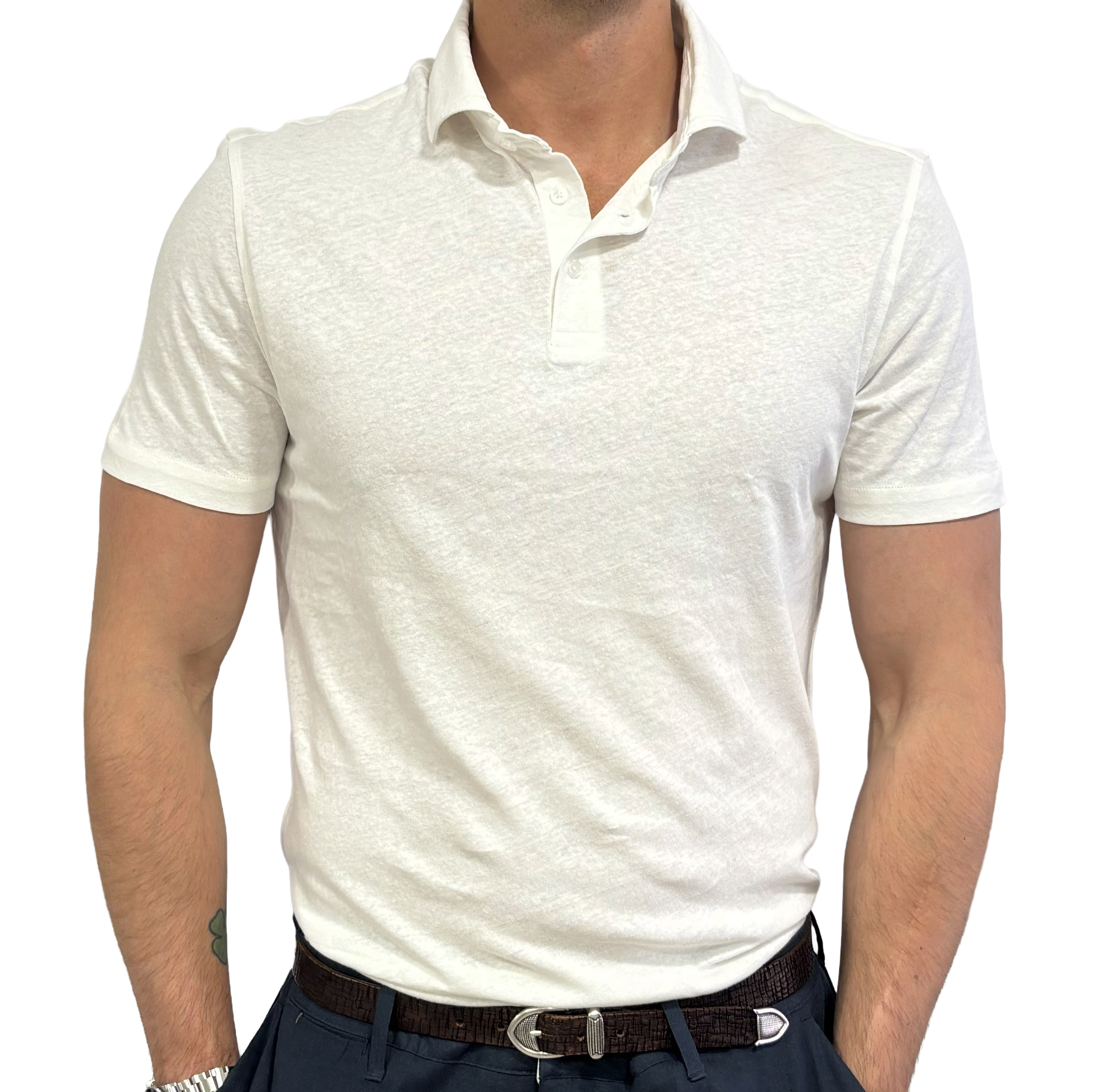 Hemp and cotton polo shirt
