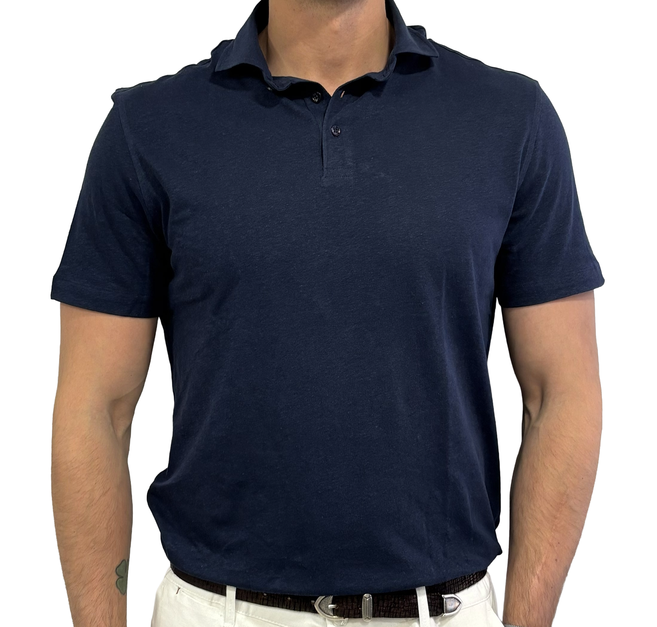 Hemp and cotton polo shirt