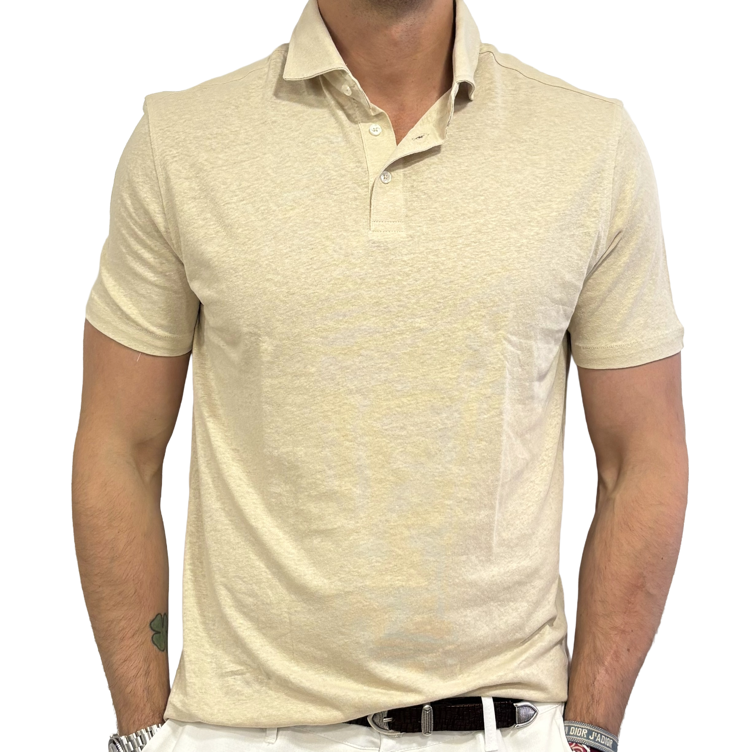 Hemp and cotton polo shirt